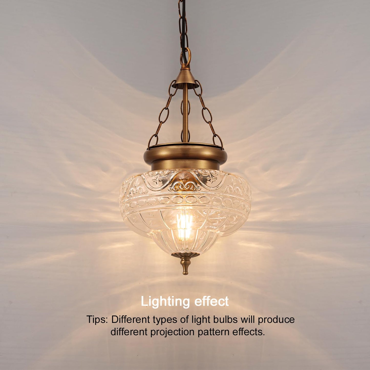 OIYIO Vintage Pendant Light - Brown Bronze Pendant Lights Kitchen Island with Floral Glass, Penant Lighting Fixtures with Adjustable Chain, Hanging Light Fixtures for Dining Room, Entryway