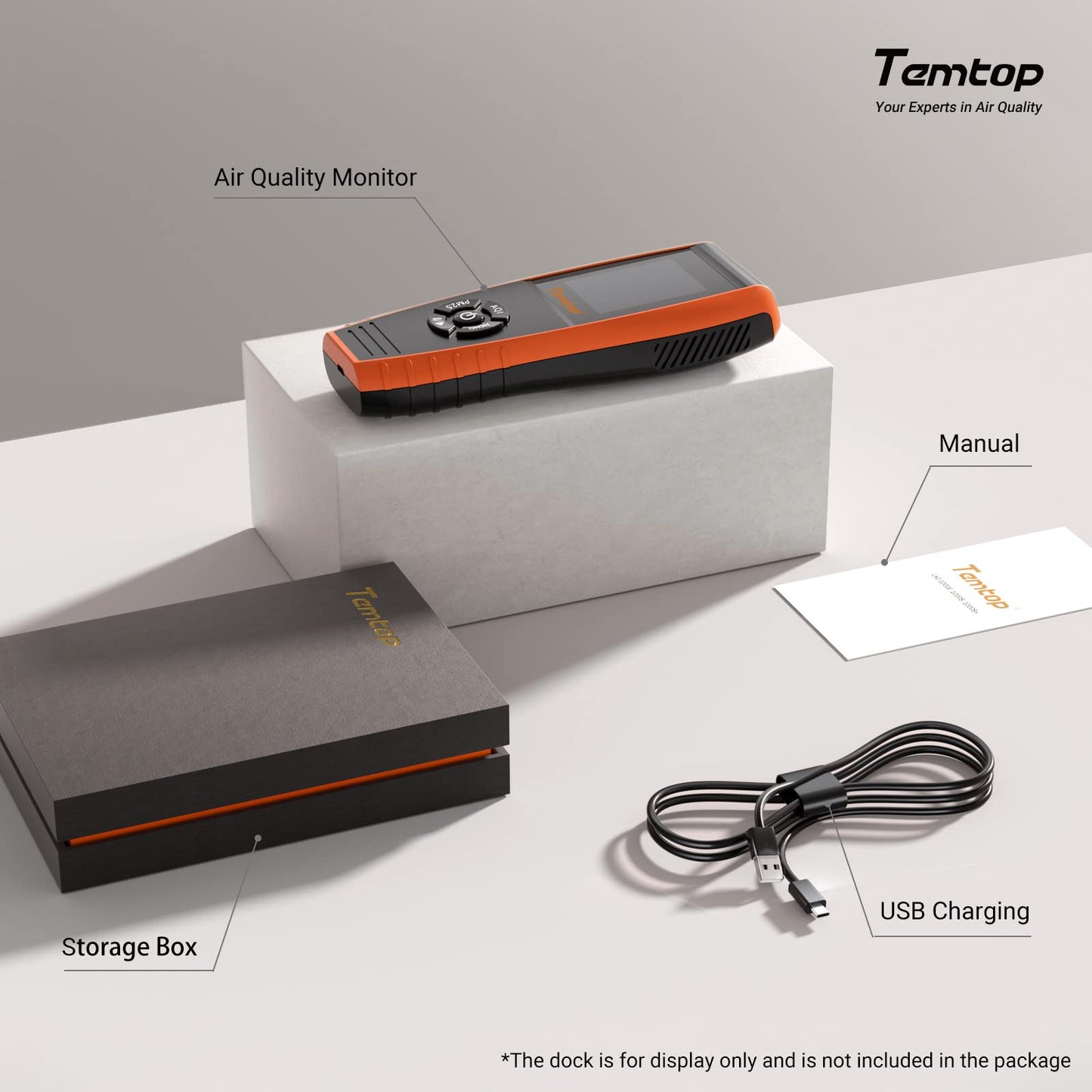 Temtop Air Quality Monitor PM2.5 PM10 Particle Counter, Formaldehyde, Temperature, Humidity, TVOC AQI Tester for Indoor/Outdoor Air Pollution Detection w/Data Export