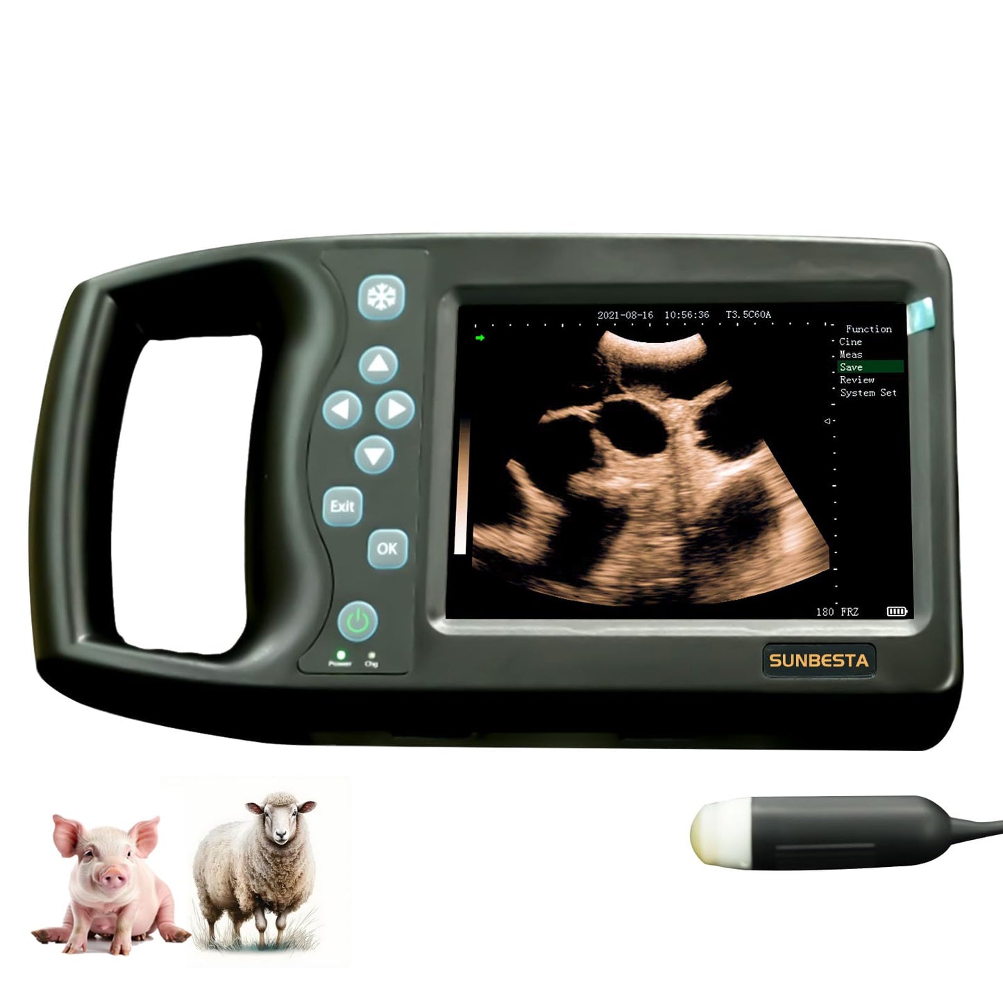 S-M6 Portable Veterinary Ultrasound Pregnancy Scanner with Heated 3.5MHz Sector Probe, 5.7″ HD Display, Long Battery Life, Easy-to-Use for Beginners, for Pigs, Sheep & Dogs, Farm and Clinic Use