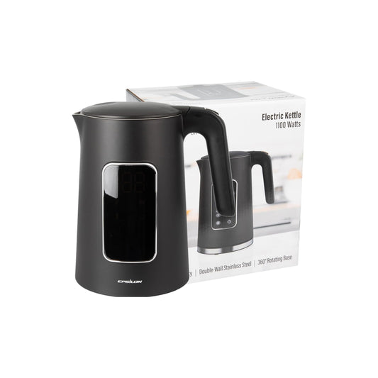 Epsilon LCD Electric Kettle 1100W - 1.7L Hot Water Tea Kettle with Digital Display, Temperature Control, Fast Boil, BPA-Free Electric Teapot with Auto Shut-Off & Boil Dry Protection