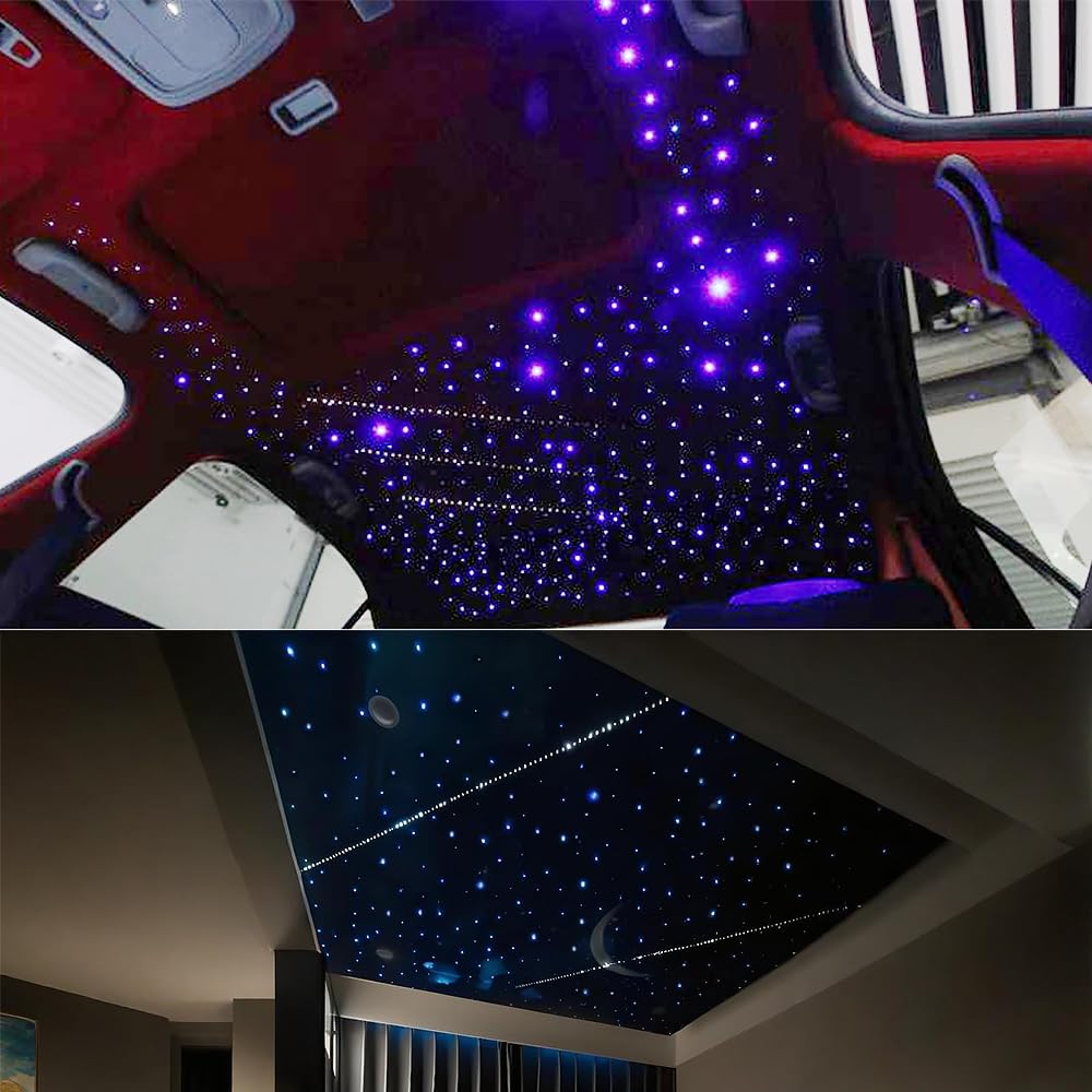 AKEPO 16W 550pcs 13.1ft/4m 0.03in Fiber Optic Starlights Headliner Kit with Meteor, Shooting Star Car Home Use APP/Remote Control Music Sync Fiber Optic Lights Kit