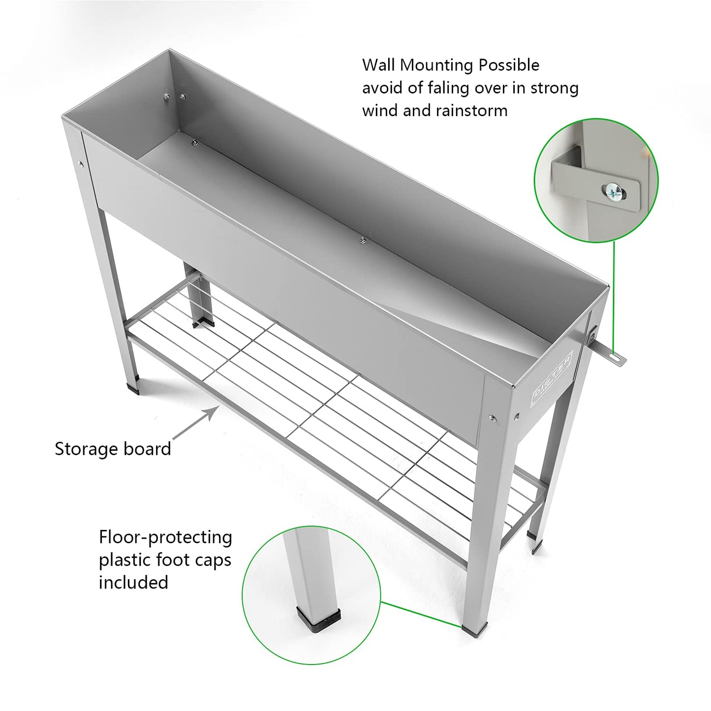 DIGTER Metal Raised Garden Bed,Raised Planter Box with Legs,Herbs and Vegetables Planter Suitable for Outdoor Patio Deck and Porch (Gray)