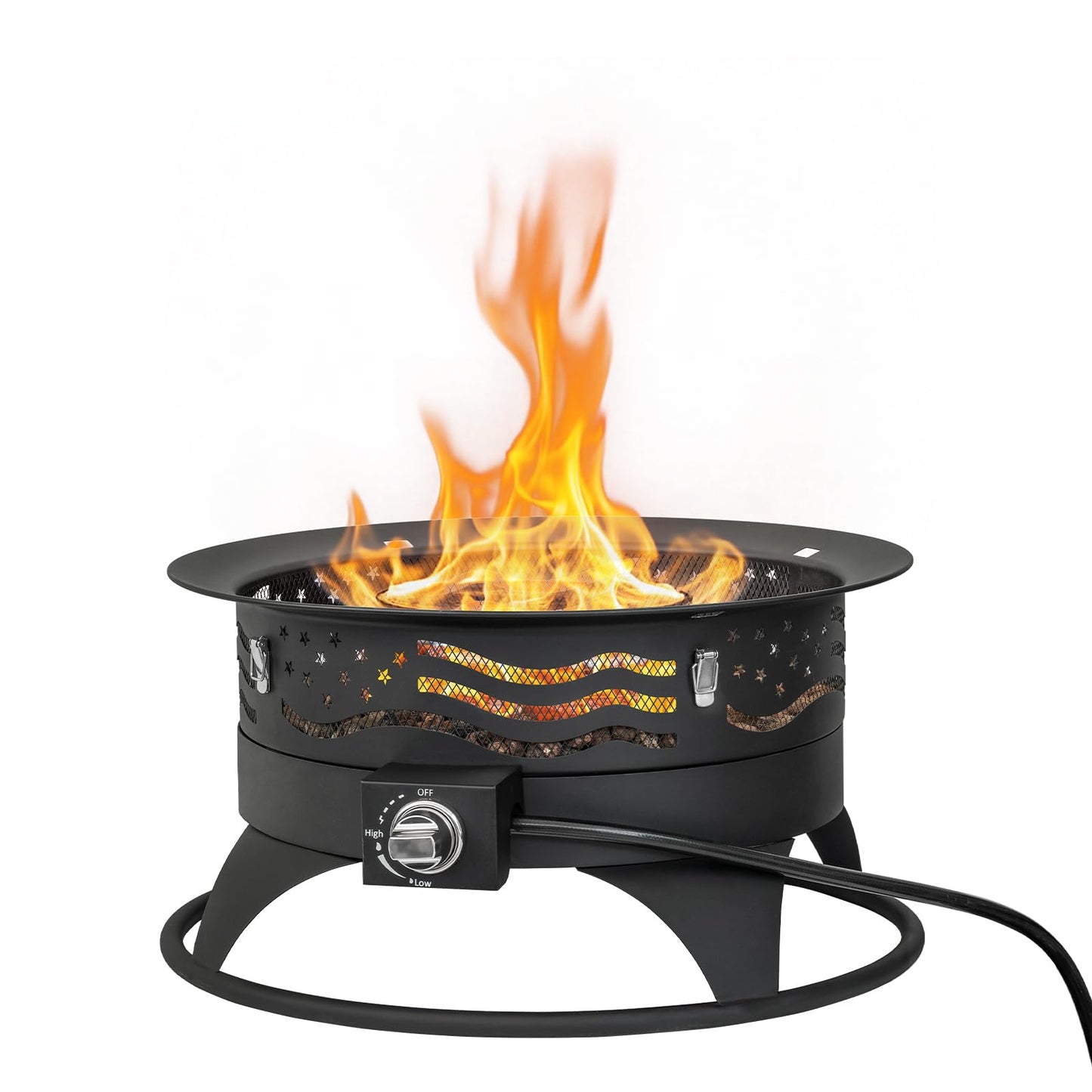 Panovue 24 Inch Portable Propane Fire Pit with Grill, 60000 BTU Outdoor Gas Firepit with Lava Rocks & Adjustable Flame, Smokeless Gas Firebowl for Backyard, Camping & Gatherings
