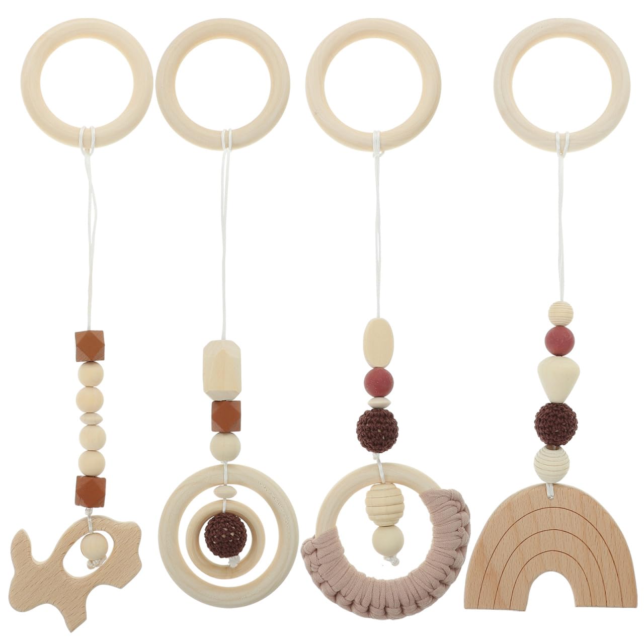 Toddmomy 4Pcs Wood Toys Wooden Hanging Toy Wood Activity Pendant Hanging Sensory Nursery Decor