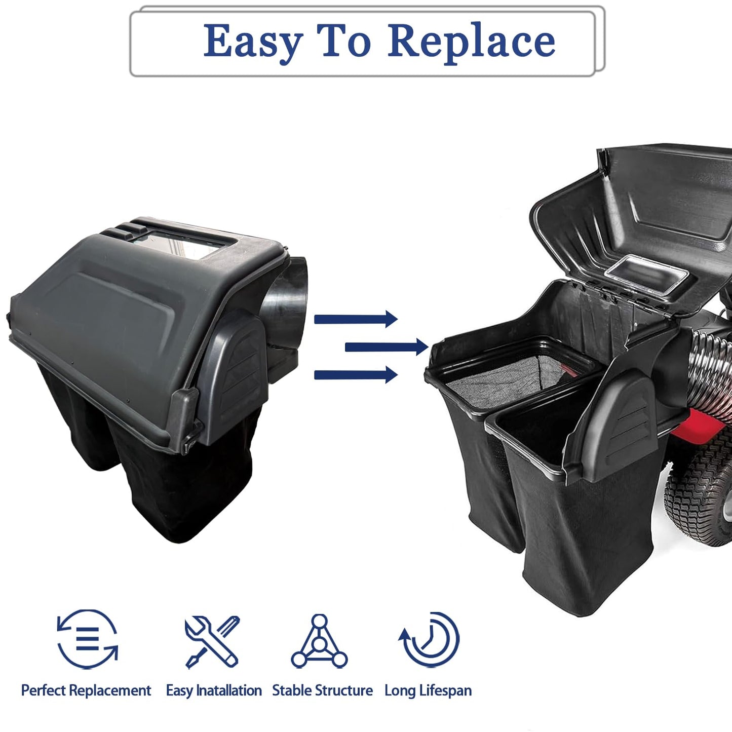 (Note：No Iron stents) Twin Bagger/Double Bagger kit Compatible with 42-46inch Side Discharge Decks 、 Zero-Turn Lawn Mowers 36 Inch Lawn Tractors 2020 and After 36 Inch Double Bagger Riding Mowers