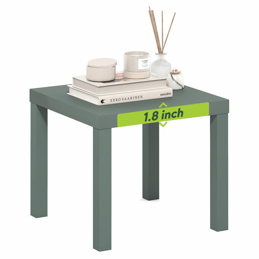 Furinno Classic Side Table, Square Modern End Table with 1.8" Triple Thick Tabletop, Simple Night Stand, Bedside Table, Toolless Assembly, for Living Room, Bedroom, Sage Green