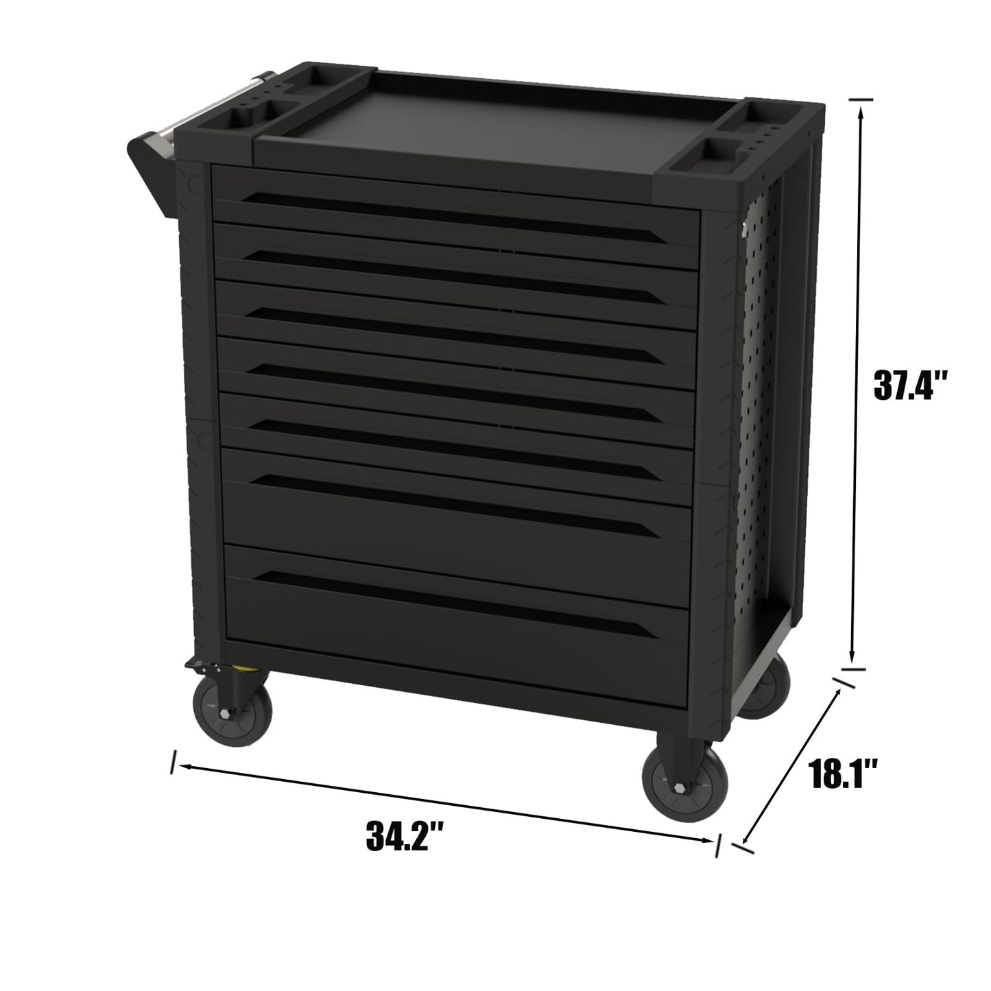 Griplier 7-Drawer Rolling Tool Chest,34.2W x 18.1D x 37.4H inches,Tool Storage Cabinet with Brake Wheels,Lock & Key for Garage, Warehouse,Repair Shop,Workshop