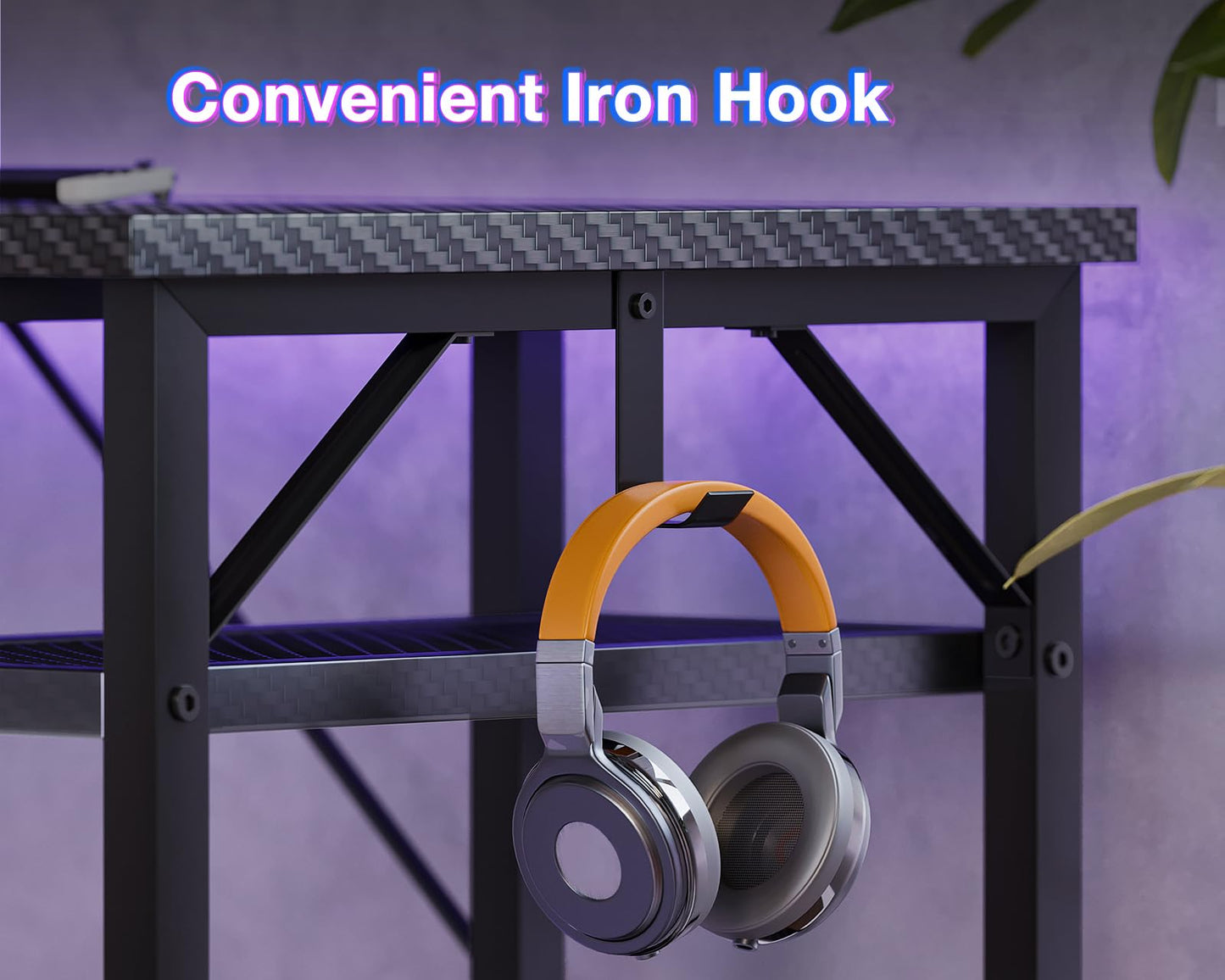 ODK 61" L Shaped Gaming Desk with Hutch & Headphone Hook, Corner Computer Table with Storage Shelves for Home Office, Black