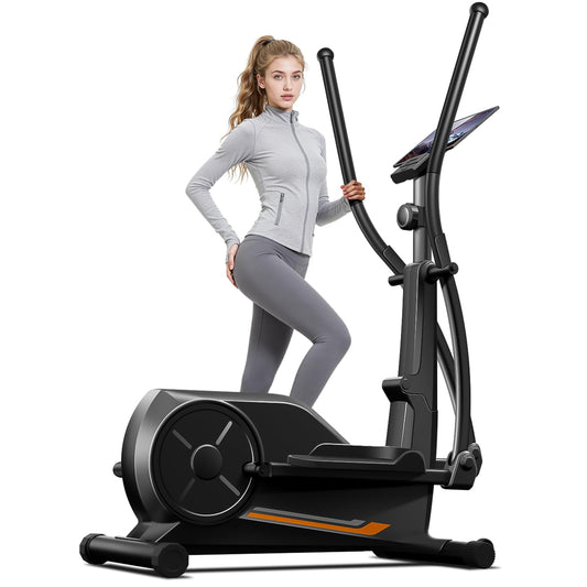 Elliptical Exercise Machine, Elliptical Machine for Home with Hyper-Quiet Magnetic Driving System,Compact Elliptical with 12IN Stride & LCD Monitor,8 Levels Resistance, 330LBS Weight Capacity