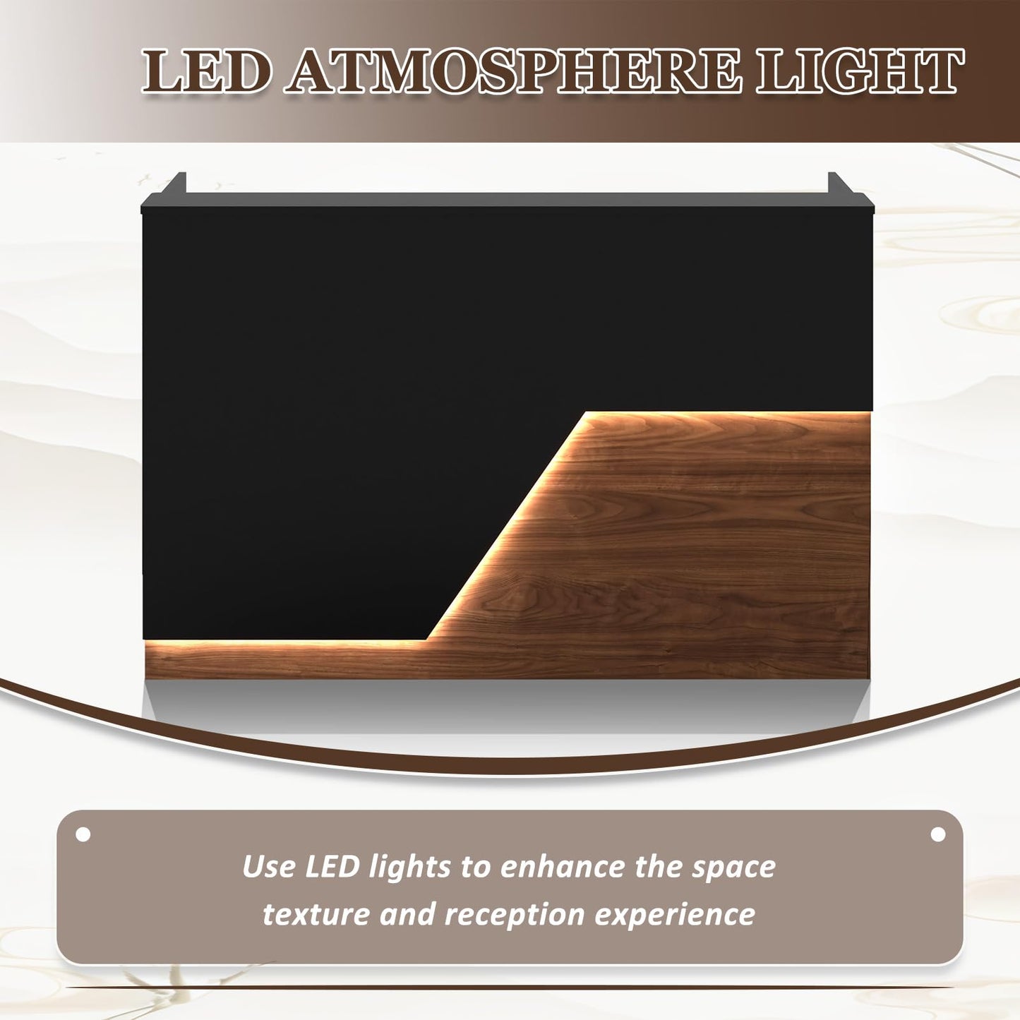 YTElantivo 63" Modern L-Shaped Reception Desk with Counter LED Light,Front Desk Reception Counter with Cable Grommet, Office Receptionist Desks for Office, Salon, Retail Checkout Stand
