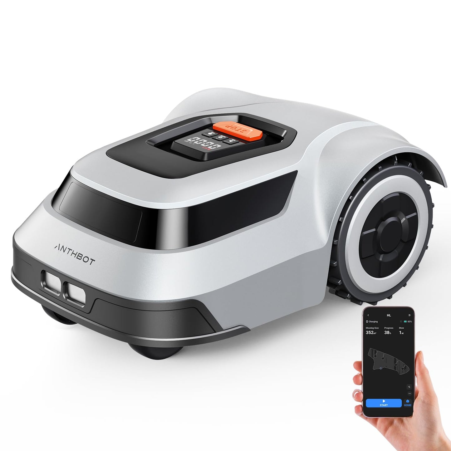 Robot Lawn Mower with Stable Boundary Wire for 1/4 Acre - 300% Higher Efficiency of Grid-Shaped Mowing Path, Automatic Robotic Lawn Cutter Mowers with Auto Mapping & Recharge, IPX6 Waterproof