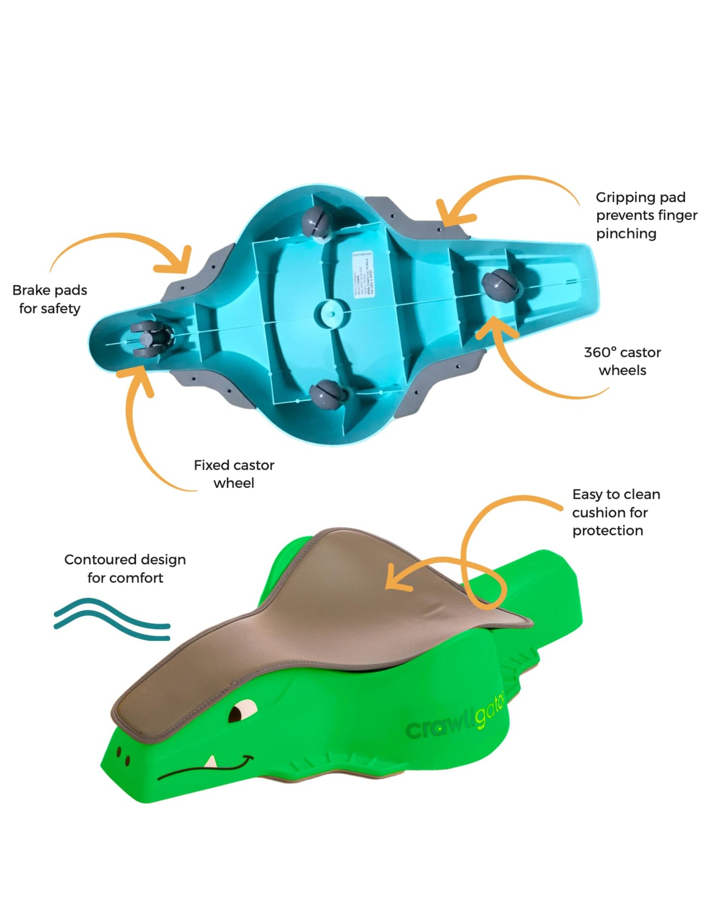 CRAWLIGATOR Tummy Time Mobility Toy for Infants 4-12 Months (Mint)