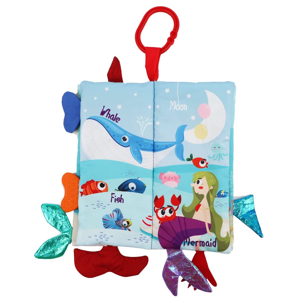 bebe mondo Unicorn Baby Crinkle Books & Mermaid Fish Teething Toy for Newborn Babies Infants 0-3-6-12-18 Months Baby Gift