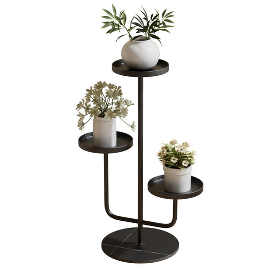 26.8" Tall Indoor Floor Flower Stand, Outdoor Metal Plant Shelf for Multiple Plants, 4 Tier Corner Display Rack for Living Room Patio Balcony Garden(Black)