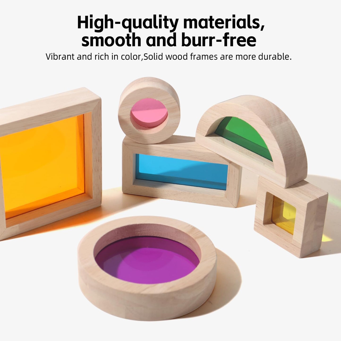 Dinhon 32-Piece Acrylic Rainbow Building Blocks Set for Kids - Colorful Stacking Blocks, Educational Toddler Puzzles, Preschool Learning Toys, Gifts for Ages 1 2 3 4 5 Boys and Girls
