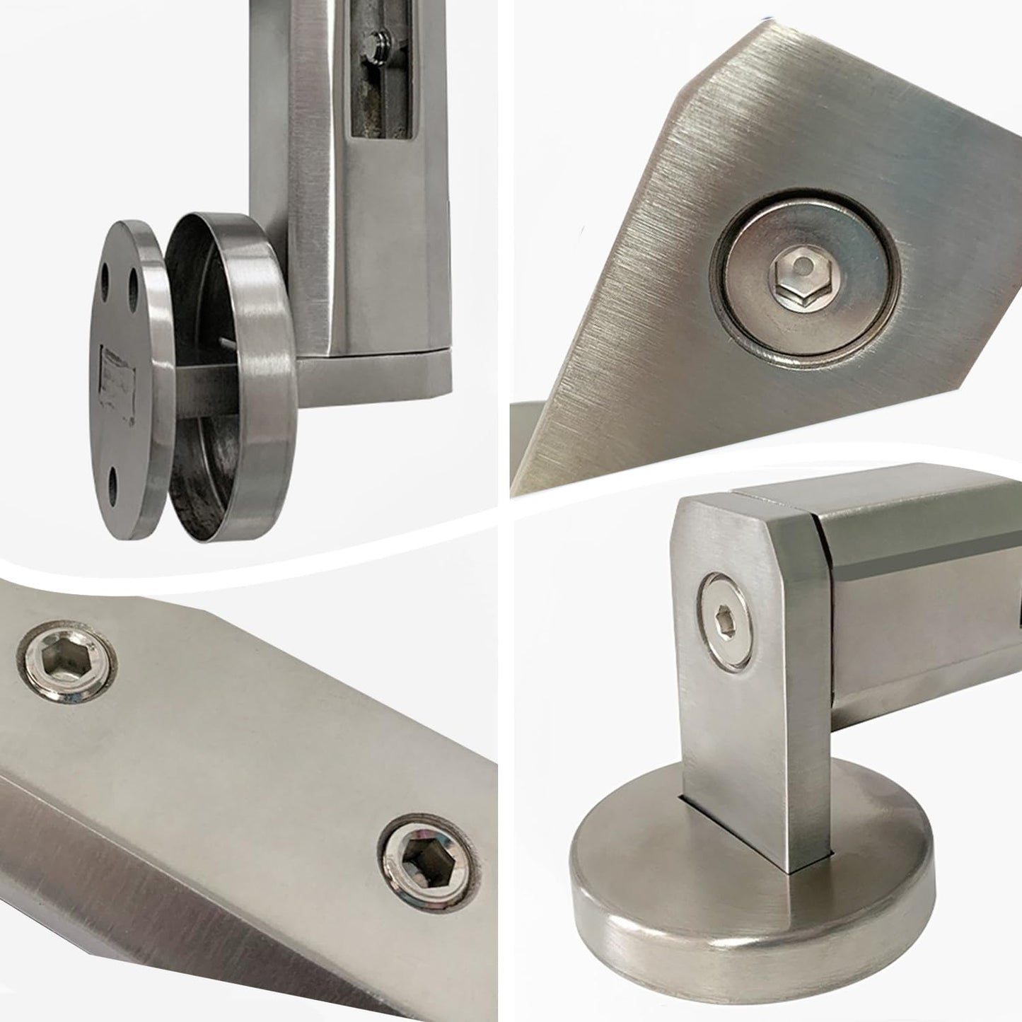 Heavy-Duty 304 Stainless Steel Side-Mount Glass Spigot Brackets - Compatible with 10-12.7mm (3/8"–1/2") Panels for Pool Fences, Balconies & Stairs,Black,4 Pack
