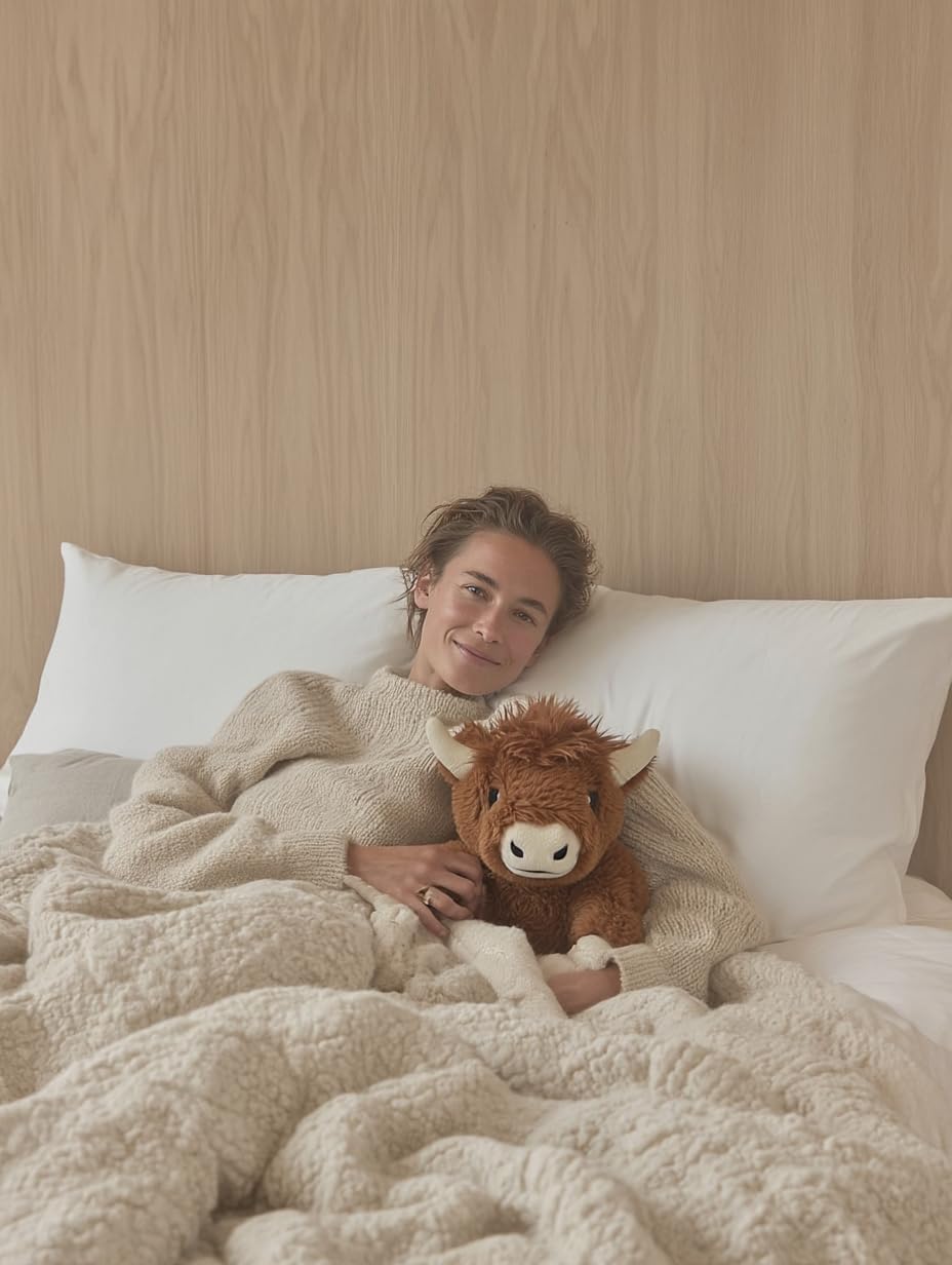 Brease 5 lb Unscented Weighted Brown Highland Cow Plush Toy - Large, Cozy Stuffed Animal for Comfort & Calm, Soft and Huggable Companion for Kids & Adults, Ideal Heavy Plushie for All Ages