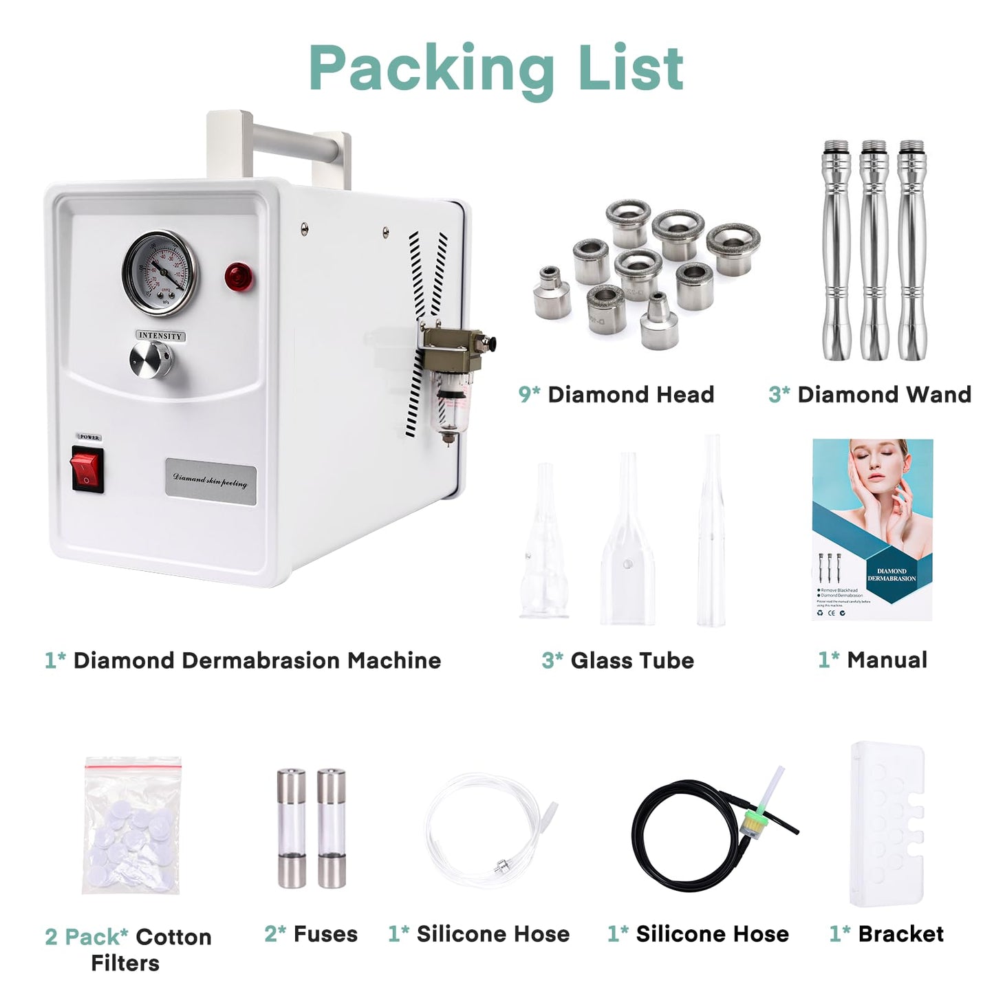Professional Diamond Micro-dermabrasion Machine, Yofuly Diamond Micro-dermabrasion Dermabrasion Equipment Facial Peeling Spa(0-68cmHg)