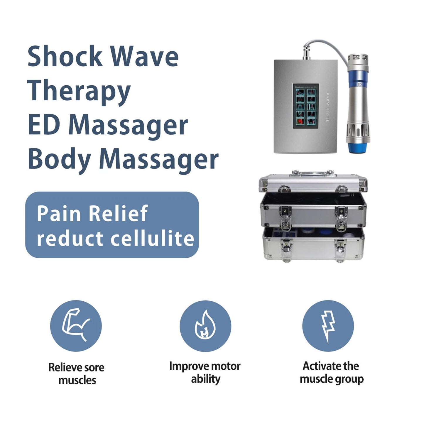 Extracorporeal Shock Wave Therapy Machine, Non-Invasive Pain Relief Focused Shockwave Therapy for Athletes Injuries,Back, Elbows, Portable Shockwave Therapy Device Deep Tissue Massage Massager