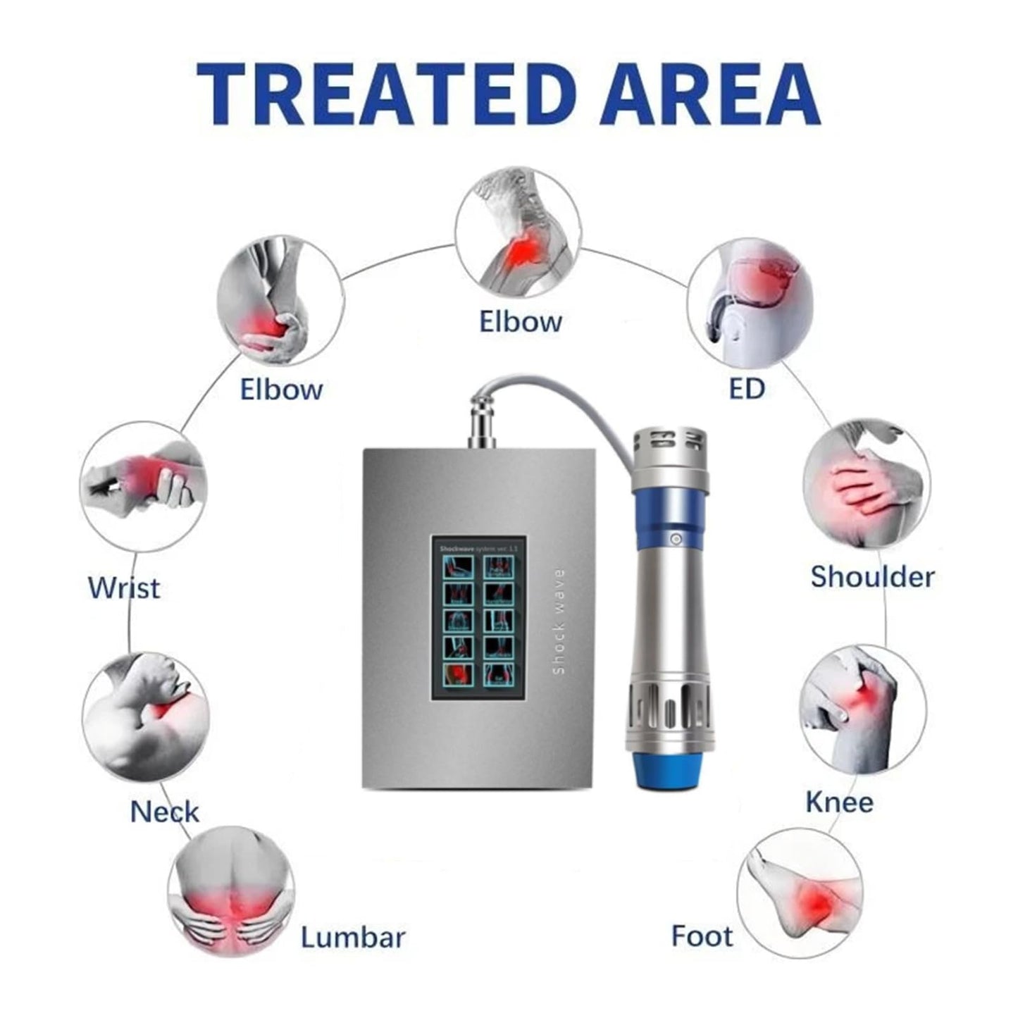 Extracorporeal Shockwave Therapy Machine for Deep Tissue Pain Relief Shock Wave Device with 7 Massage Heads for Plantar Fasciitis,Sports Injuries Non-Invasive Focused Shockwave Machine