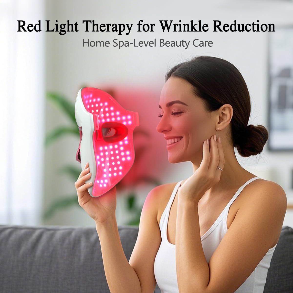 Auxoliev FSA Eligible Red Blue Light Therapy for Face Wrinkles Acne Reduction,LED Face Mask Light Therapy,Rechargeable Home Beauty LED Mask with 4 Color