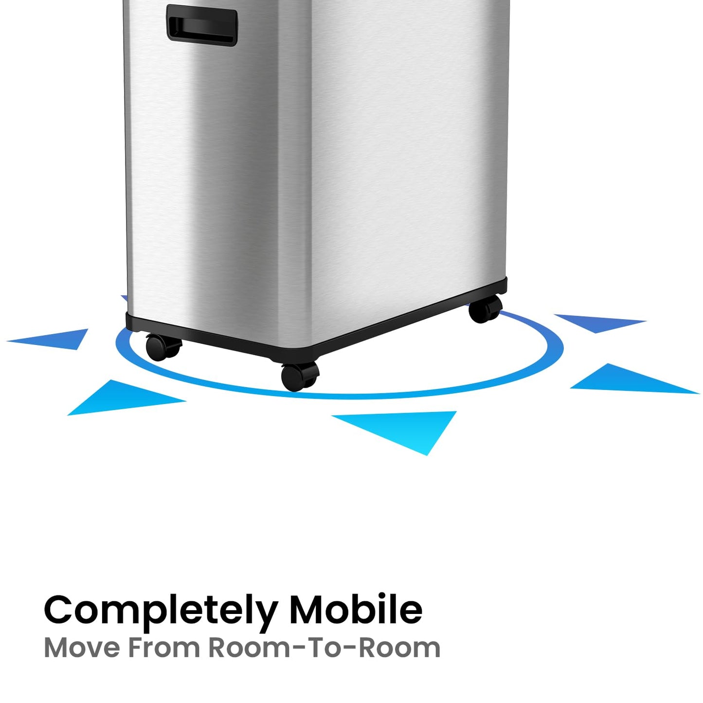 iTouchless 16 Gallon Stainless Steel Dual Compartment Sensor Kitchen Trash Can and Recycle Bin with Wheels – 60L Rectangular Garbage Can with Touchless Motion Sensor Lid & Removable Inner Buckets