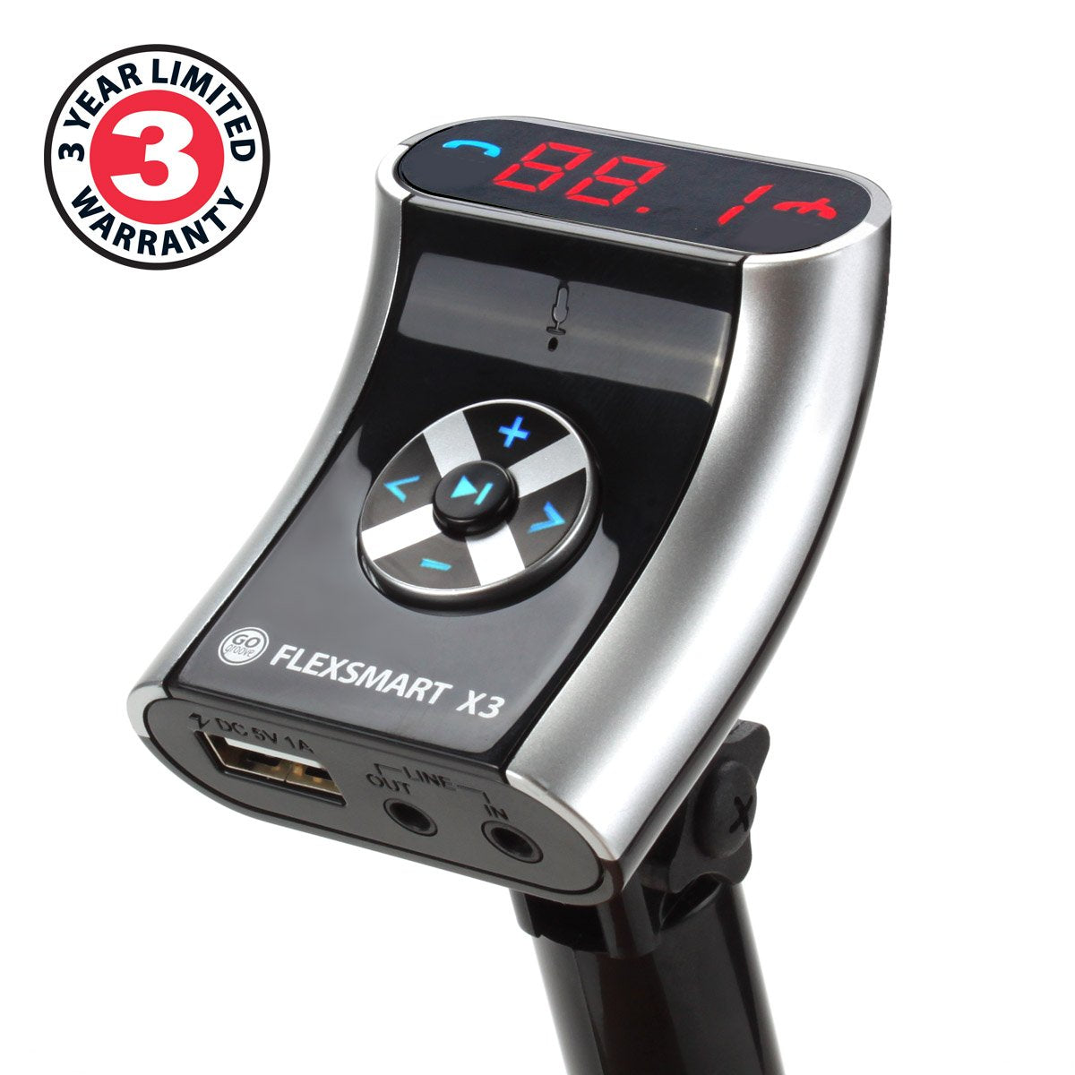 GOgroove FlexSMART X3 Mini Bluetooth Car Adapter for Handsfree Calling, USB Charging, Music Controls for Smartphones, MP3 Players - Aux Bluetooth Adapter for Car - FM Radio Transmitter