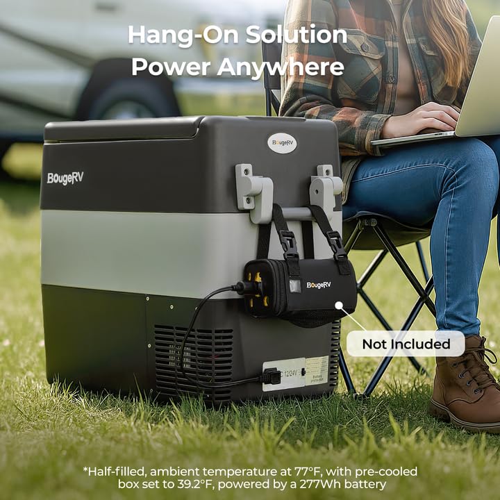 BougeRV 12V Portable Refrigerator Fridge Freezer Portable Car Fridge 53 Quart Electric Cooler12V/24V DC 110~240 V AC for RV Truck Jeep Pickup SUV Van Boat Camping Tailgating Road Trip Outdoor Travel