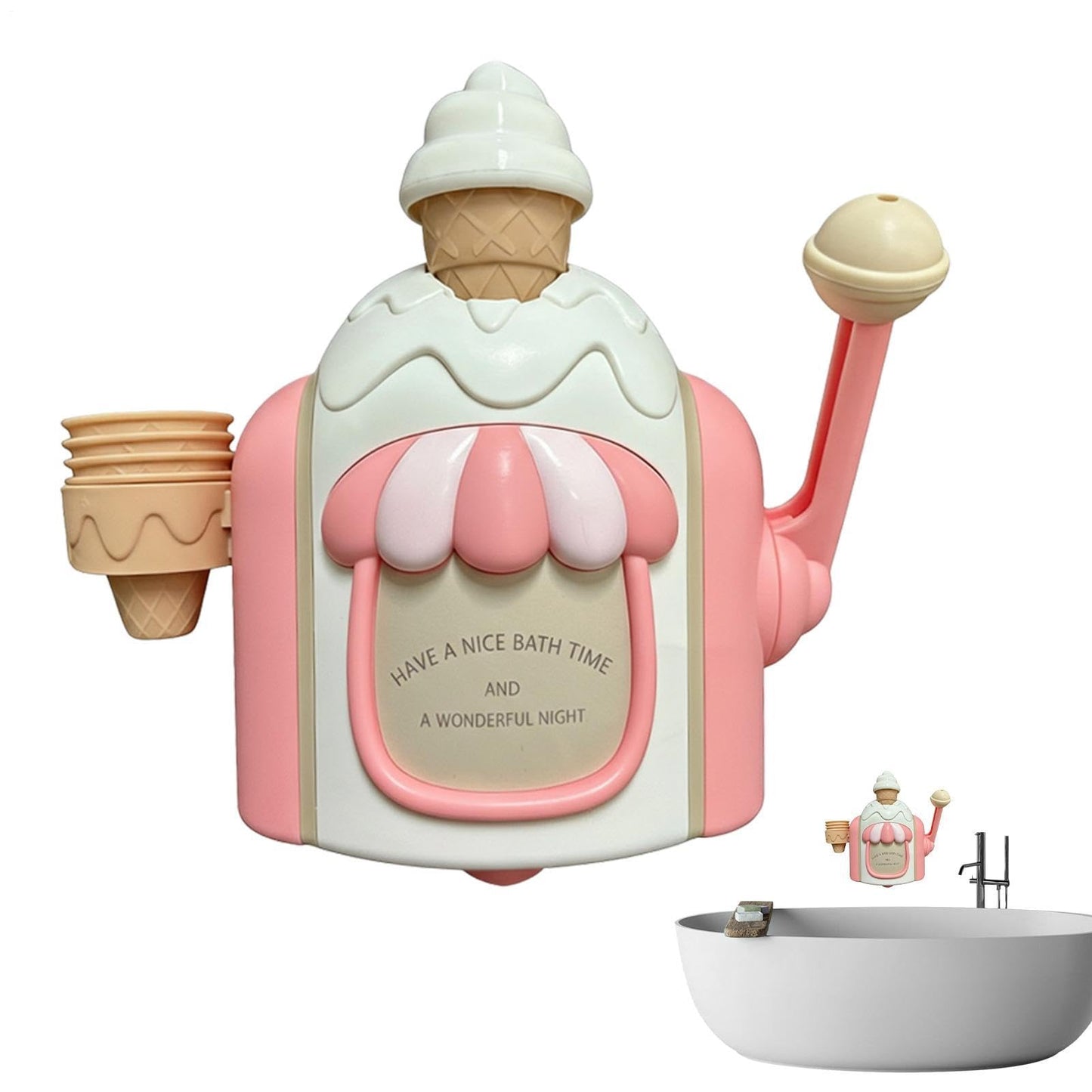 Bath Bubble Ice Cream Maker, Bath Ice Cream Foam Maker,ba-th Bubble Machine, Bathtub IceReam Bathing Toy for 3-6 Years Old Boys Girls Home Bathroom Tub Shower Room Park