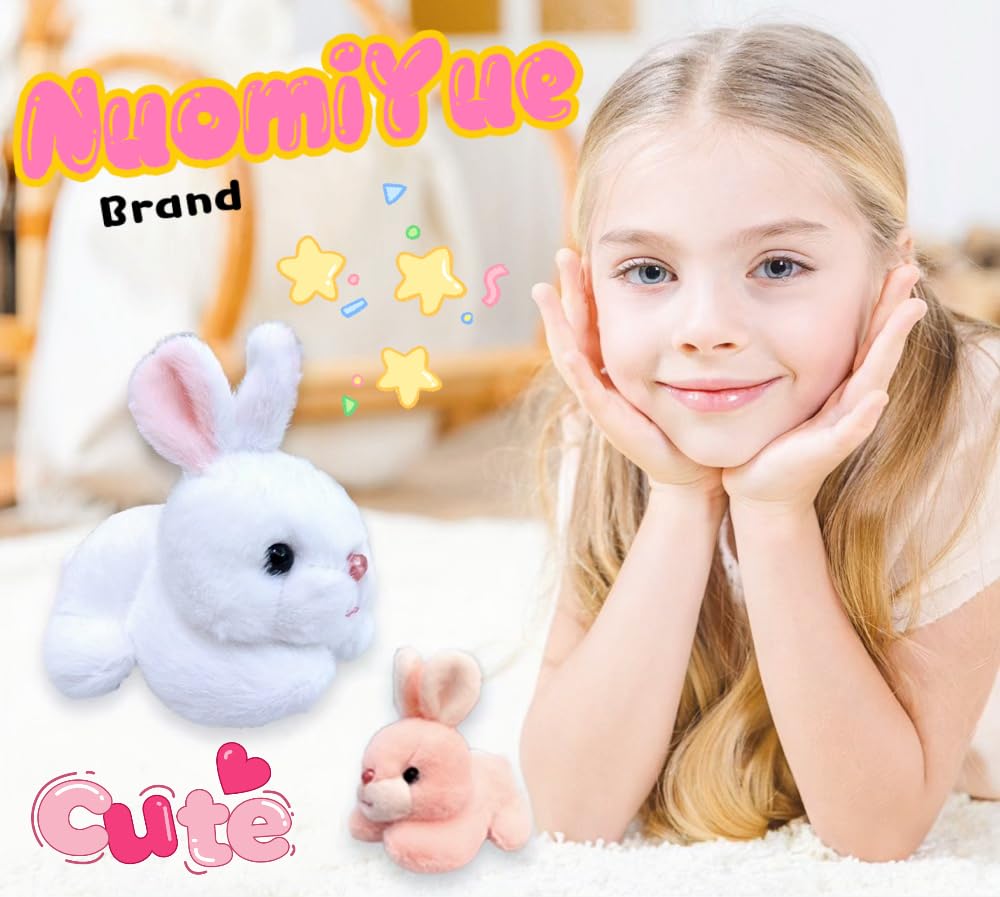 NuomiYue Pink Rabbit Bunny Stuffed Animal, 8'' Kawaii Rabbit Plushies for Girls and Boys, Soft and Huggable Bunny Stuffy Stuffed Animals for Kids Theme Party Favors, Birthday Gifts