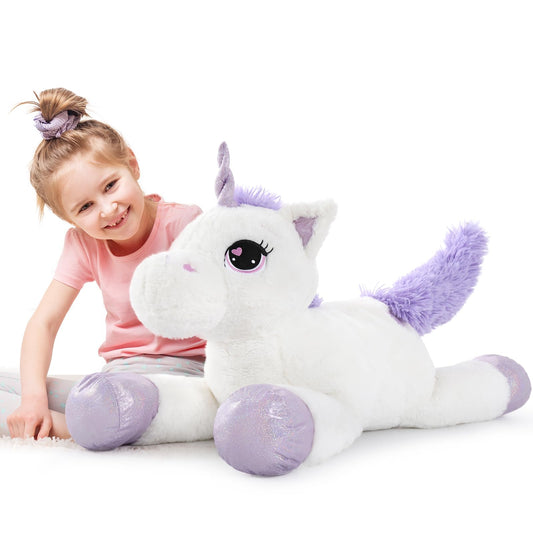 Tezituor 32in Giant Unicorn Plush Toys,Cute White Unicorn Stuffed Animals,Birthday Decorations for Girls,Big Unicorns Gifts for Children