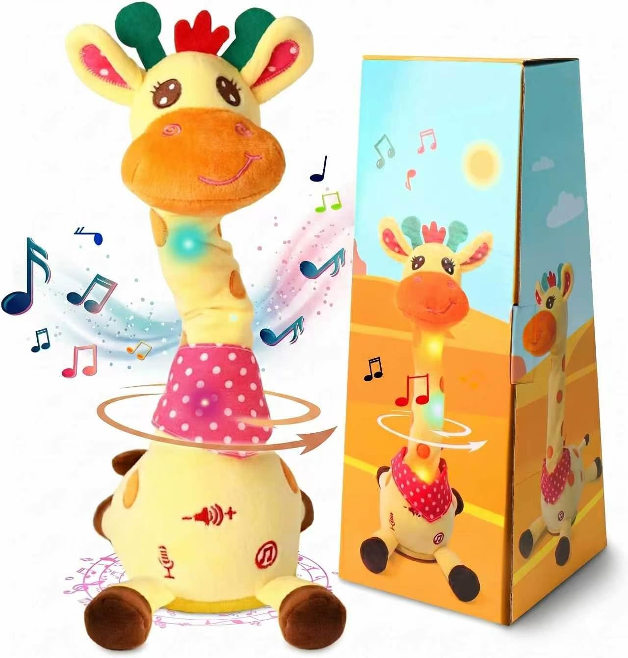 LLUKEME Dancing Talking Giraffe Toy for Baby Girl & Boy, Interactive Stuffed Animal Baby Toy Repeating What You Say, Glowing Musical Giraffe Gifts for Toddlers 1-3 Years Old, for Kids (Giraffe)
