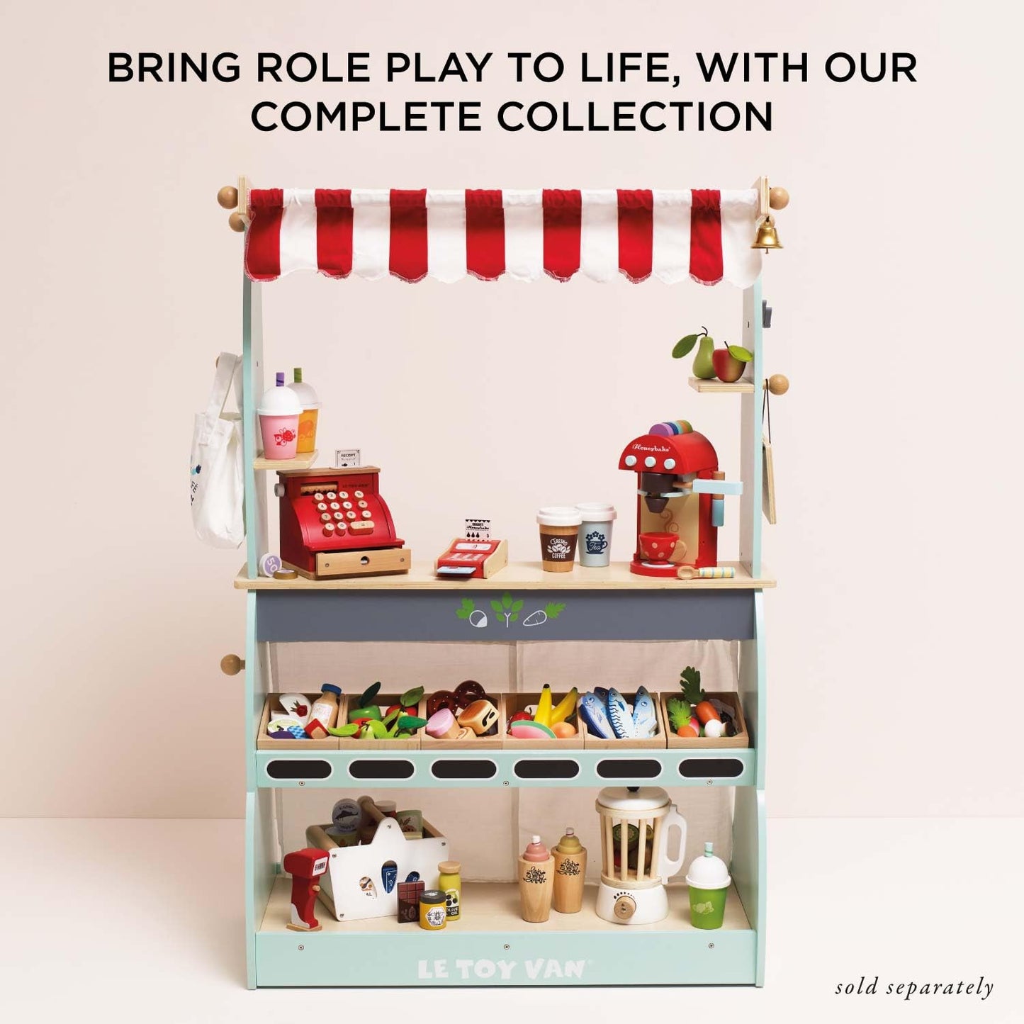 Le Toy Van - Wooden Honeybee Market Cheese & Dairy Crate | Wooden Market Stall Food | Supermarket Pretend Play Shop Food (TV185)