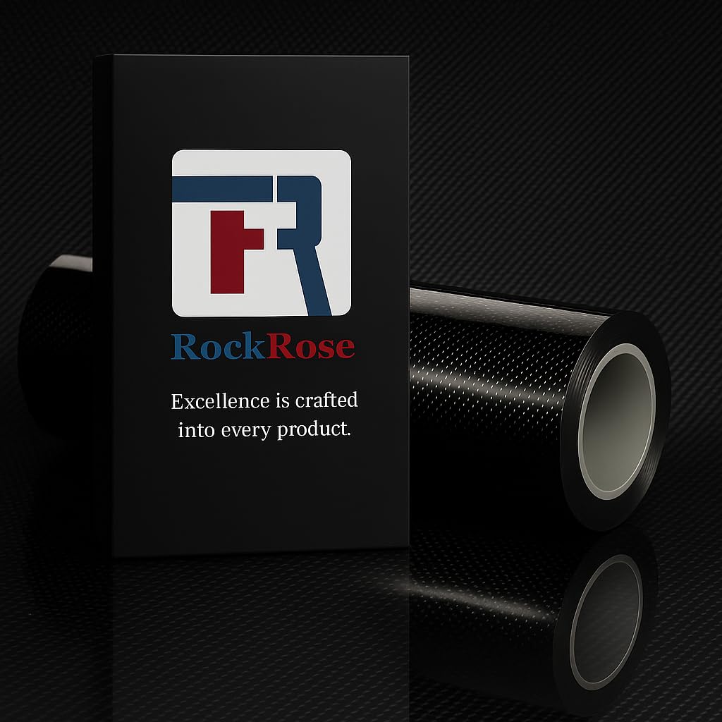 RockRose 7D Super Glossy Black Carbon Fiber Vinyl Wrap - Anti-Wrinkle, Air Release Automotive Wrap - DIY Decals Self Adhesive Car Vinyl Sticker for Interior/Exterior - Size 5FT x 60FT