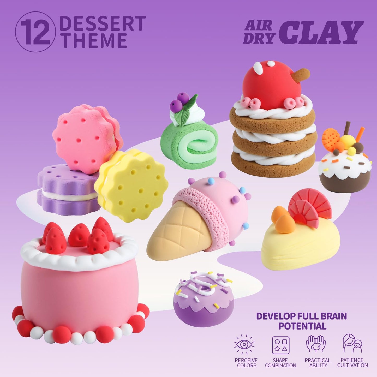 LOUFOR Air Dry Clay Kits - Modeling Clay for Kids, Ultra Light & Soft, Safe & Non-Toxic, 12 Boxes DIY Model Magic Clay with Sculpting Tools & Tutorials, Creatible Art Crafts Toys Gifts Boys Girls