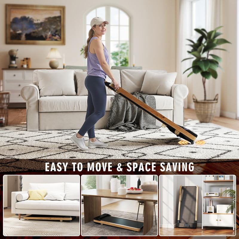 Maksone Under Desk Treadmill, Expert of Wooden Walking Pad, Walking Jogging Machine with Remote Control, Installation-Free