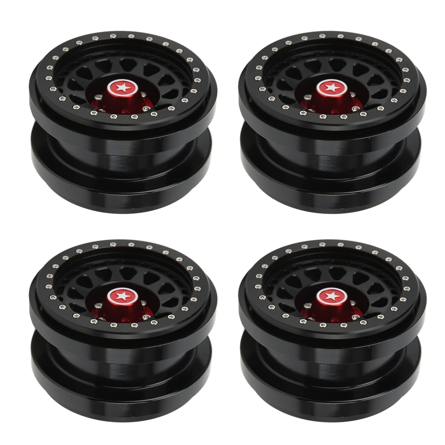 4 PCS 2.9 Inch Wheels 12 Hole Alloy Wheels, 1/6 Car Wheels for AXAIL SCX6 1/6 Car(Black)