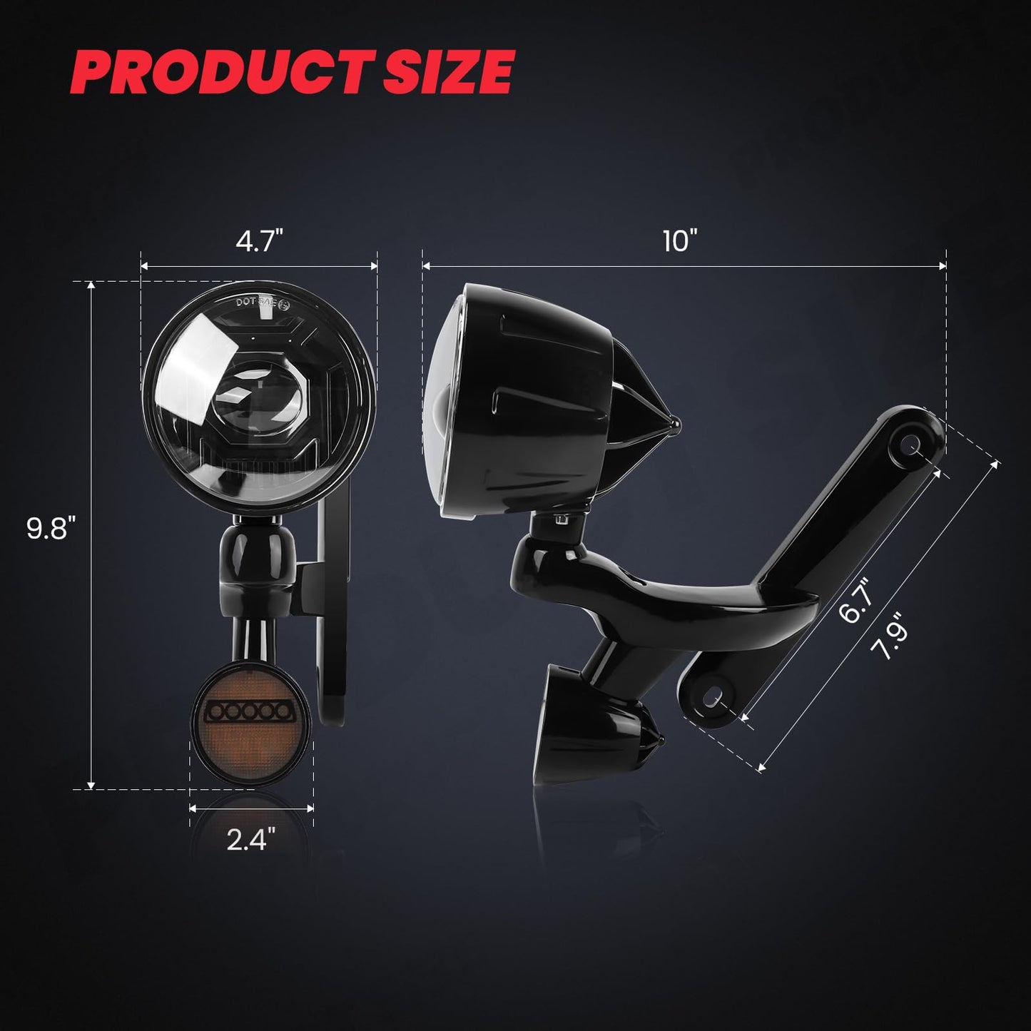 kekykm 4.5" LED Auxiliary Fog Spot Light Bracket Kit Compatible With Harley Davidson Touring Electra Glide Street Glide Ultra Limited 2014-2023, Passing Lamp Housing Shell, Black