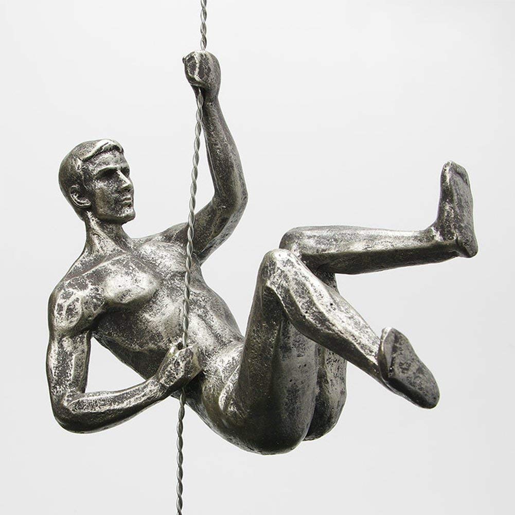 Unbound Resin Climbing Man Wall Sculptures Creative Hand-Finished Sculpture Figurine for Bar/Home/Office Art Decor (Posture Right)