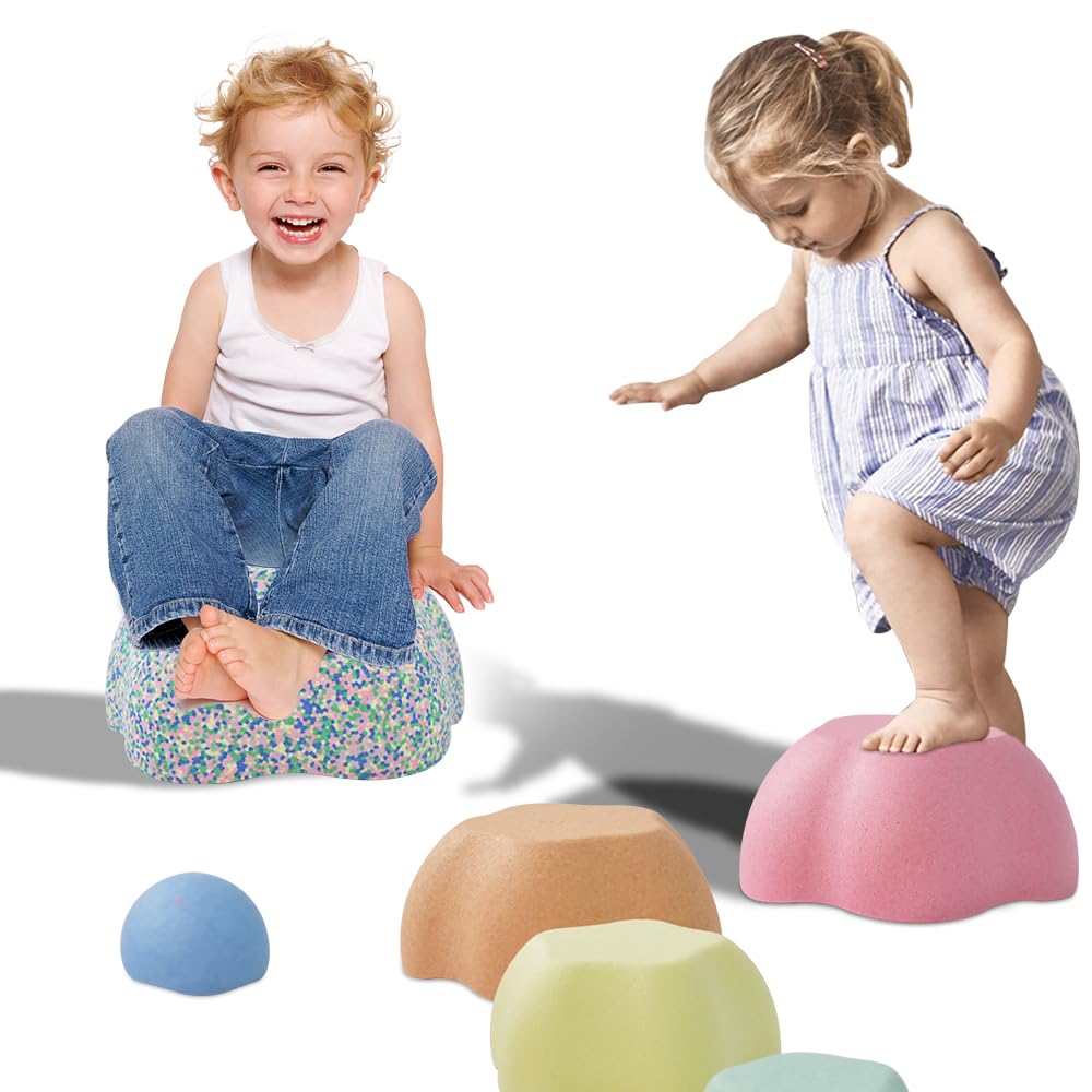 Toddler Stepping Stones, Stimulate Children's Creativity and Imagination, Improve Their Balance and Motor Skills, Flower-Shaped Stepping Stones (Pink &Blue