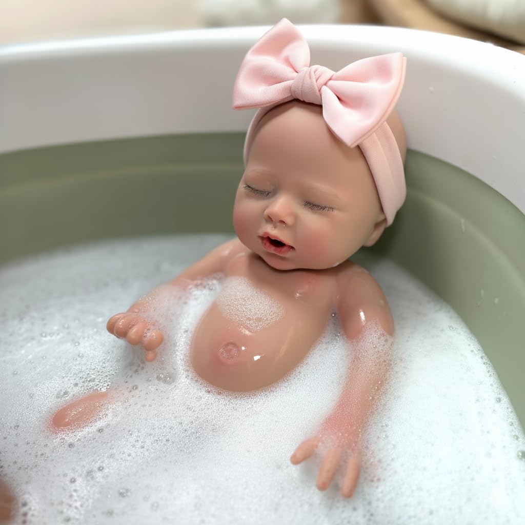 AMZBB 13 Inch Silicone Baby Doll Girl – Drink & Wet Reborn Baby Doll Silicone Full Body with Clothes & Feeding Set