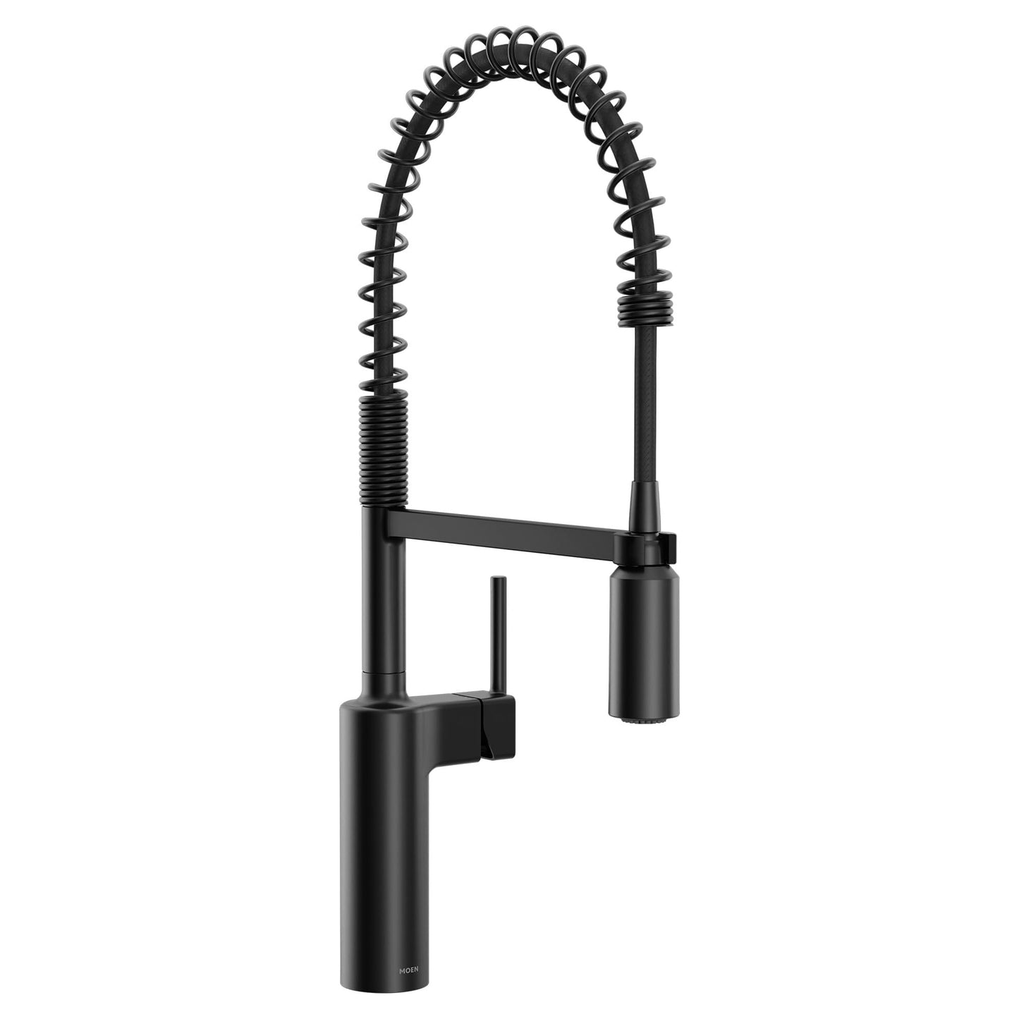 Moen Inara Matte Black Spring Pulldown Kitchen Faucet with Pre-Rinse and Power Boost, Modern Kitchen Faucet, One-Handle Easy Installation, 87863BL