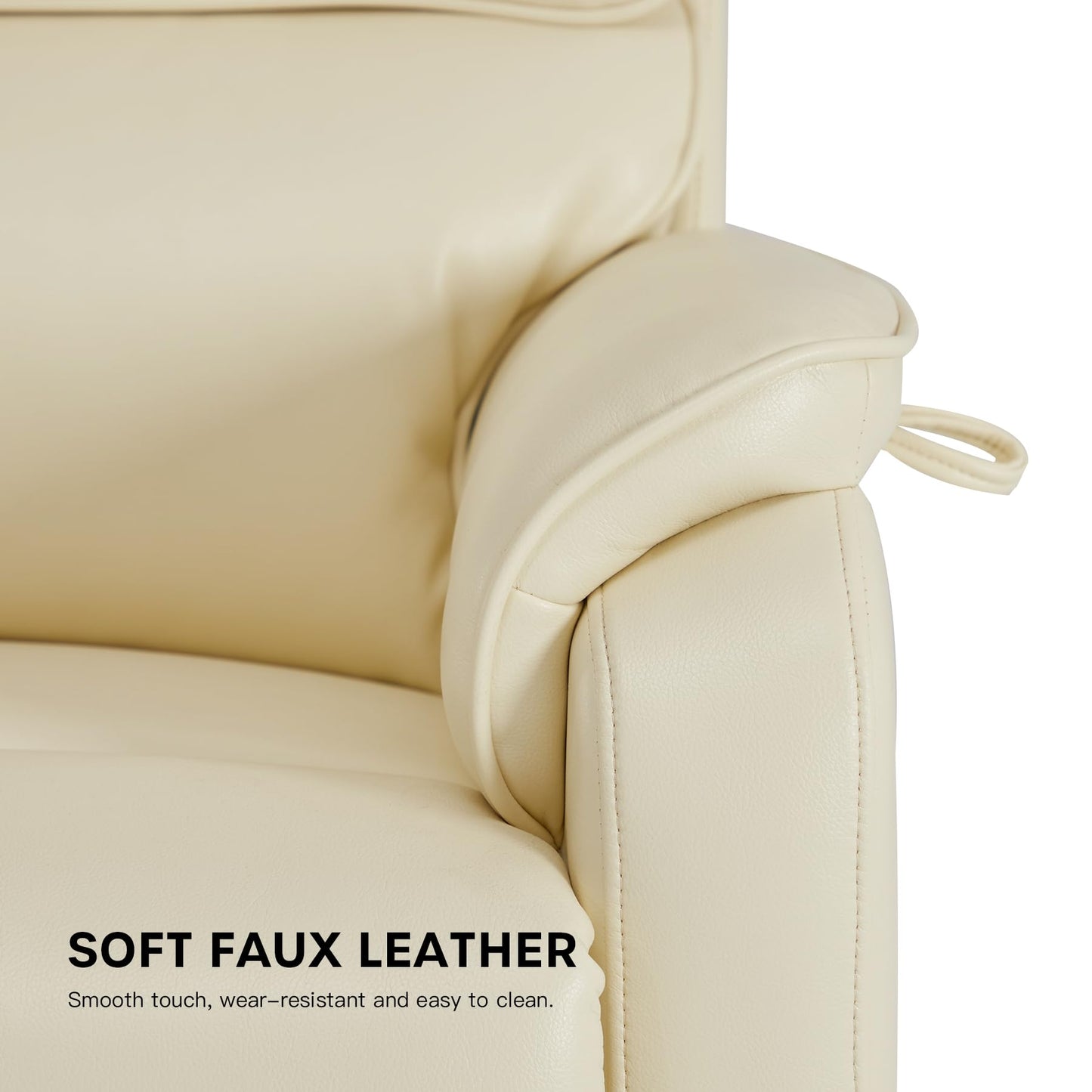 DYNOX 350 LBS Tall Man Power Dual Motor Lift Recliners Chairs for Elderly Lay Flat Lift Chair with Infinite Positions, Heat & Massage, Supports(9198L,Faux Leather,Cream)