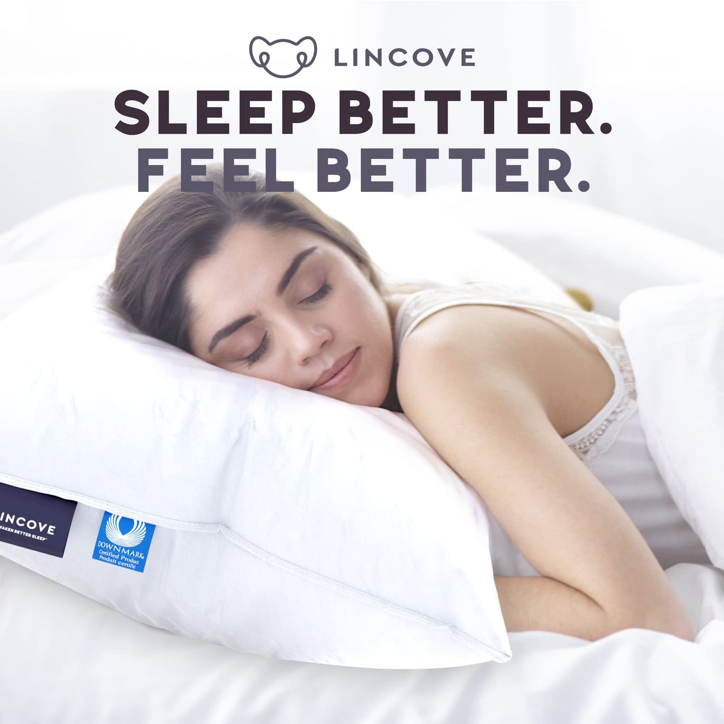 Lincove Signature 100% Natural Canadian White Down Luxury Sleeping Pillow - 800 Fill Power, 500 Thread Count Cotton Shell, Made in Canada, King - Soft, 2 Pack