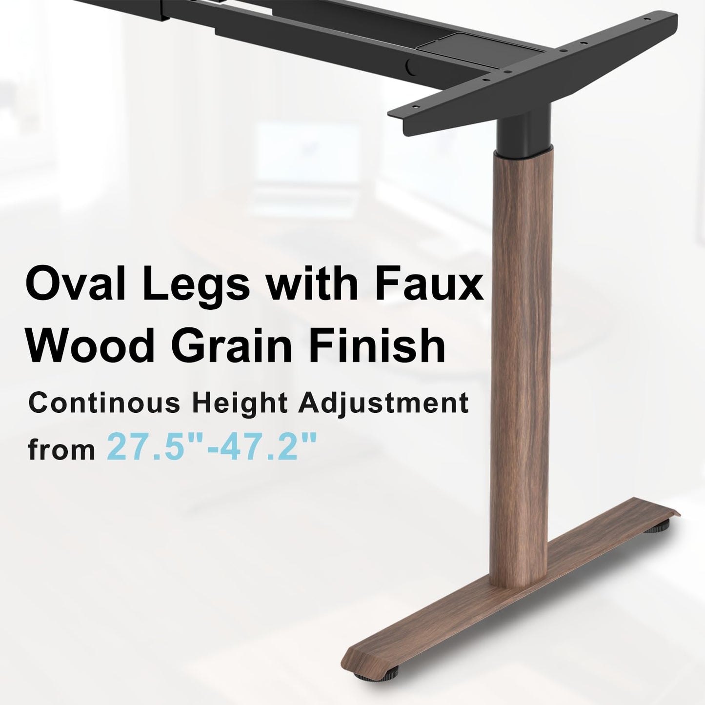 ERGO COLLECT Dual Motor Standing Desk Frame with Oval Legs, Electric Adjustable Sit Stand Desk Base for up to 70.8"x31.5" Table Tops, Sturdy Computer Desk Frame for Home Office Workstation (Walnut)