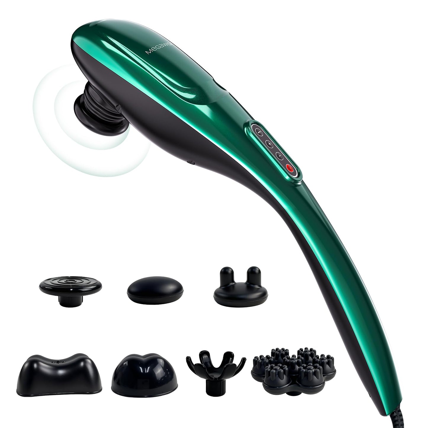 Handheld Back Massager | Deep Tissue Percussion Massage for Back, Neck, Shoulders, Waist and Legs (dark green)