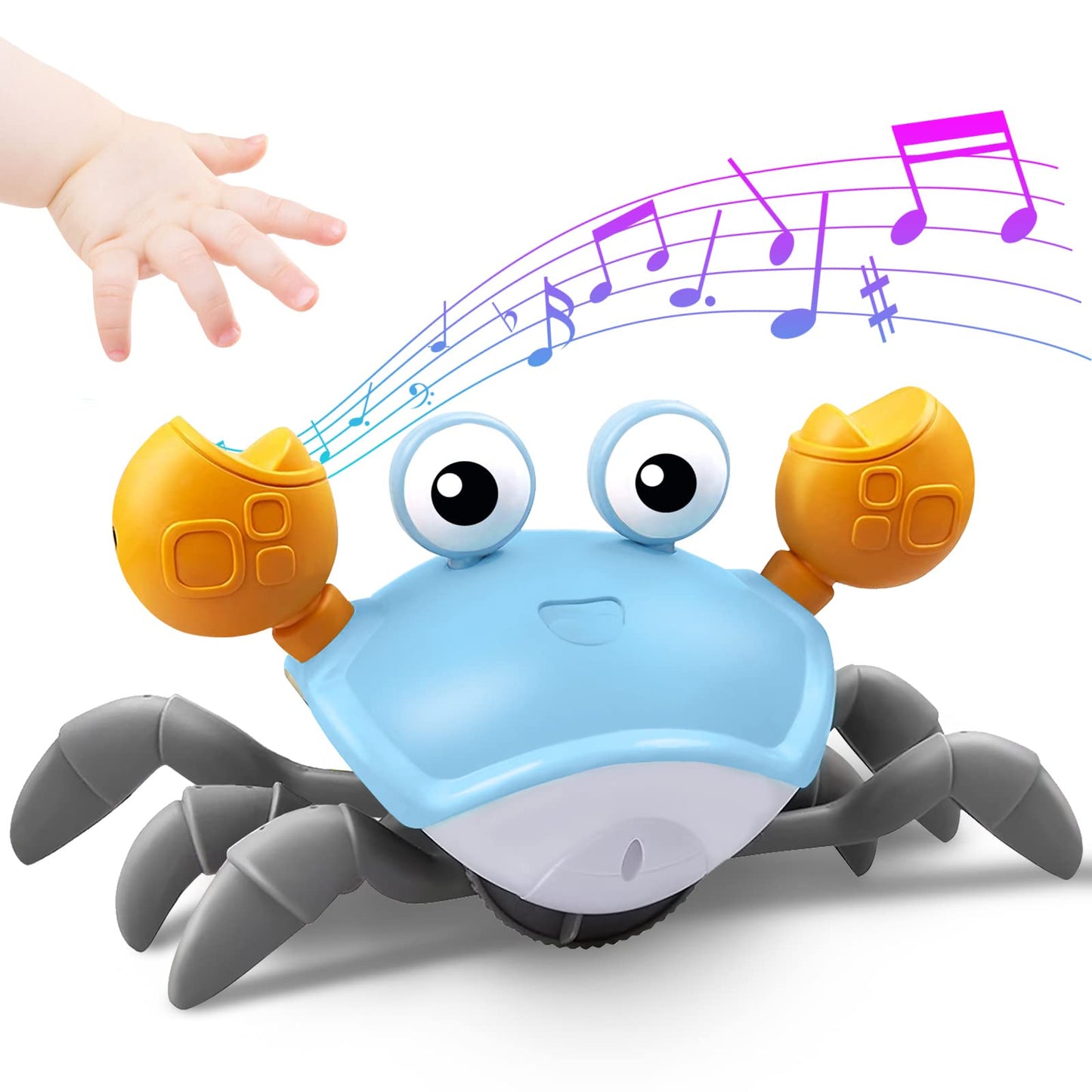 Crawling Crab Baby Toy - Tummy Time Toys - with Music and LED Light,Built-in Rechargeable Battery and Volume Can be Turned Off for 0-6 6-12 12-18 36 Months Walking Toddler Birthday Gift(Pink)