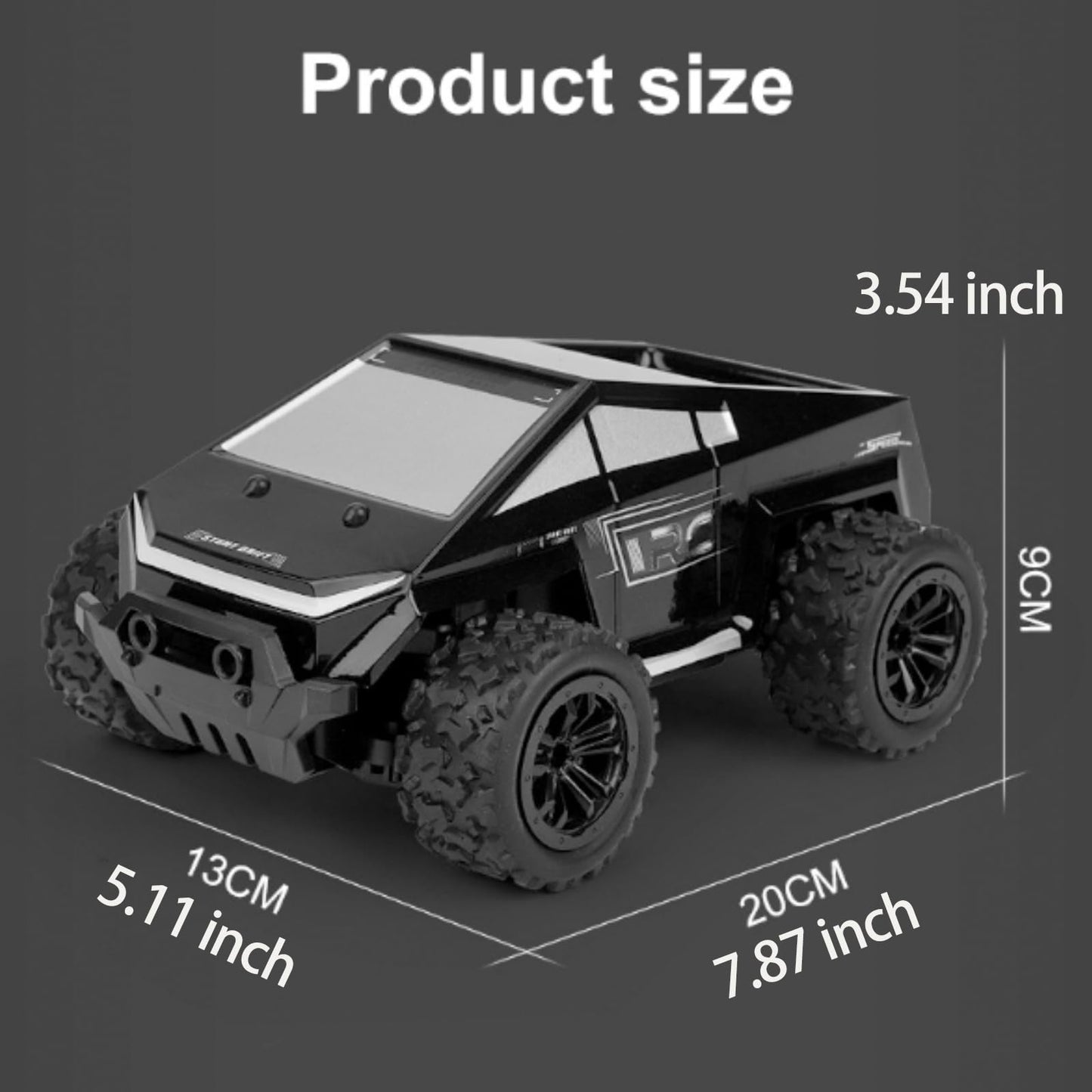 RC Car,1/20 Rc Monster Truck Cyber Toy,Off-Road Pick-up,2WD RC Truck for All Terrain,2.4GHz Vehicles,Equipped with 2 Rechargeable Batteries，Can be Connected to a Mobile Phone for Control (Silvery)