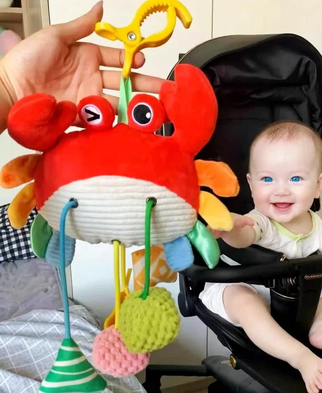 GZYFUVALW Car Seat & Stroller Toys for Babies 0-12 Months, Crab Infant Stroller Hanging Toys for Boys Girls