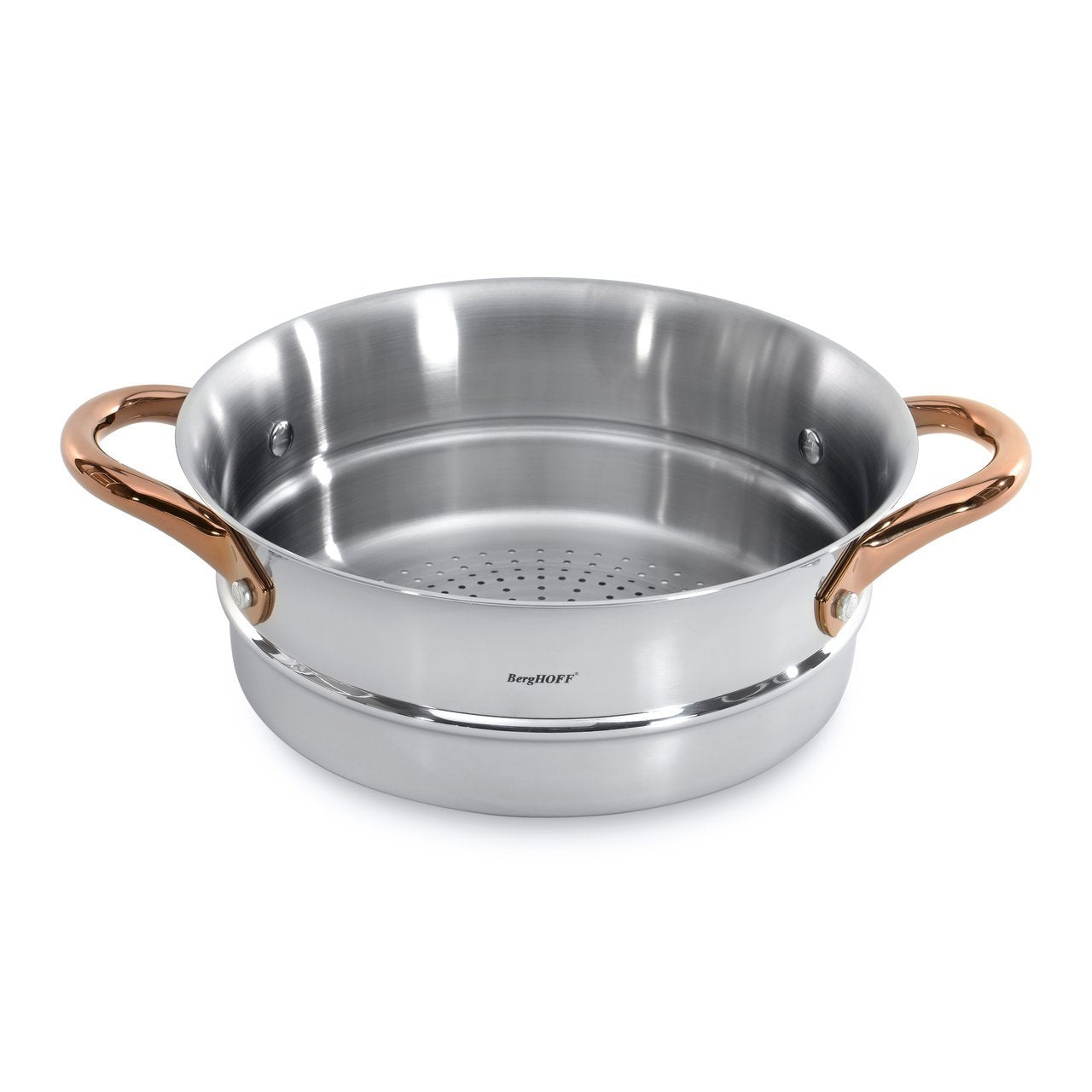 BergHOFF 11 Piece Ouro Cookware Set with Gold Handles, Silver/Rose, Large